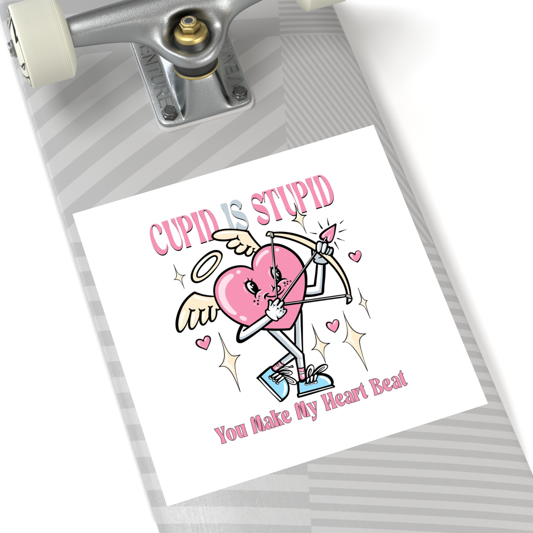 Love Cupid Holding Bow Tshirt Design Laminate Stickers Square - Image 56