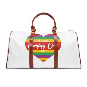 National Coming Out Day Rainbow Heart With Text Pride Lgbtq Waterproof Travel Bag