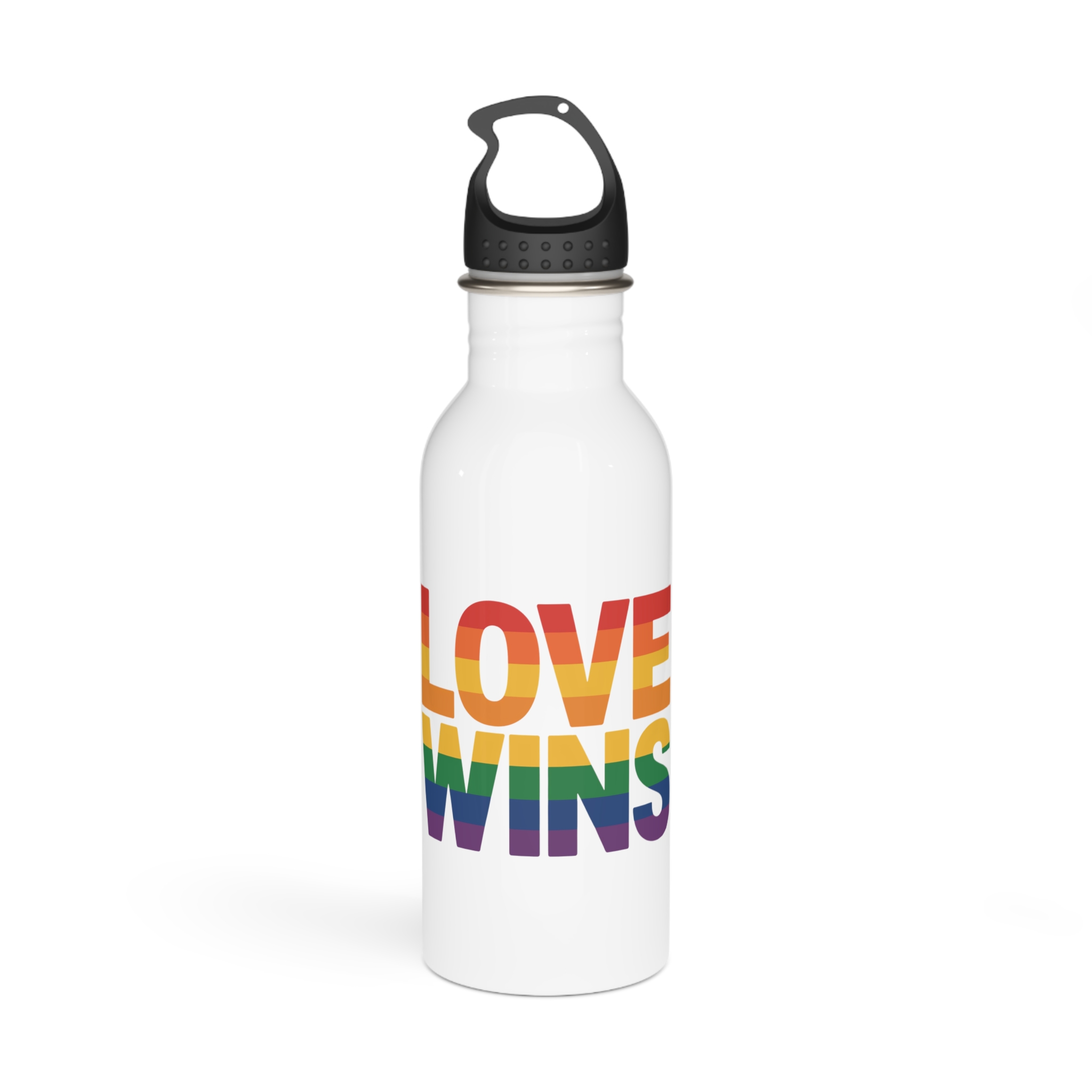 Love Wins Rainbow Pride Message Stainless Steel Water Bottle