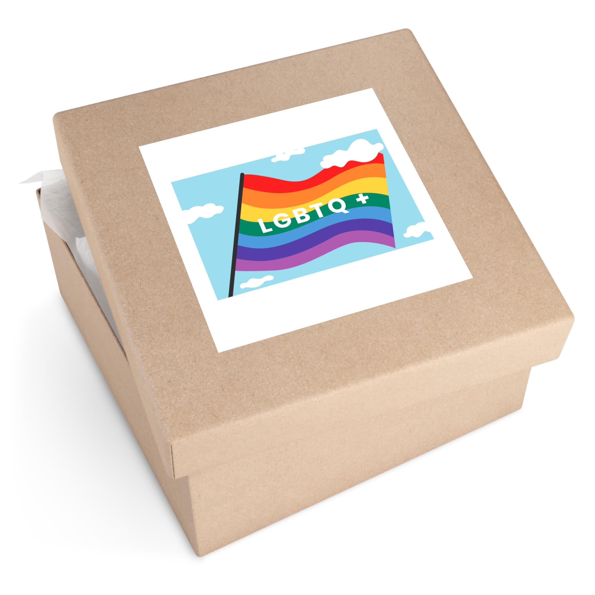 Rainbow Flag Banner Template Lgbtq Rights Laminate Stickers Square - Image 51