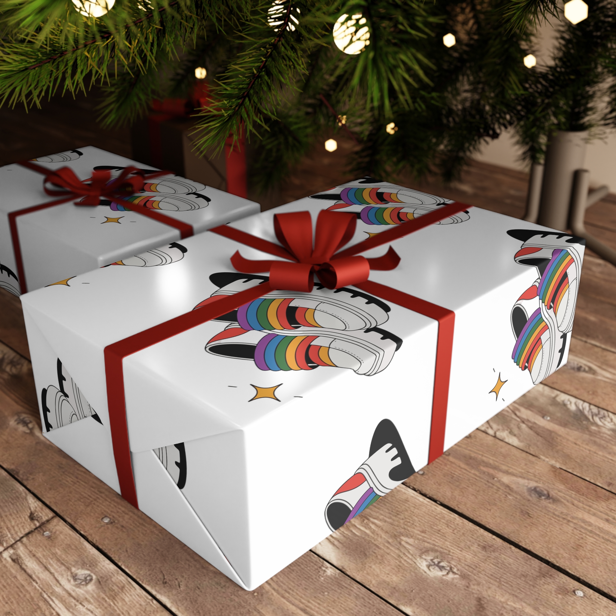 Rainbow Shoes Gift Wrapping Paper Sheets 1pc - Image 3