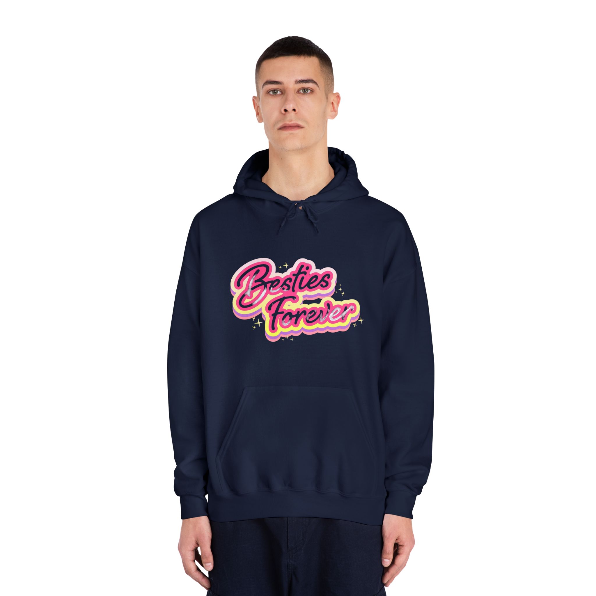 Pink Besties Forever Lettering Logo Unisex Dryblend Hooded Sweatshirt - Image 31