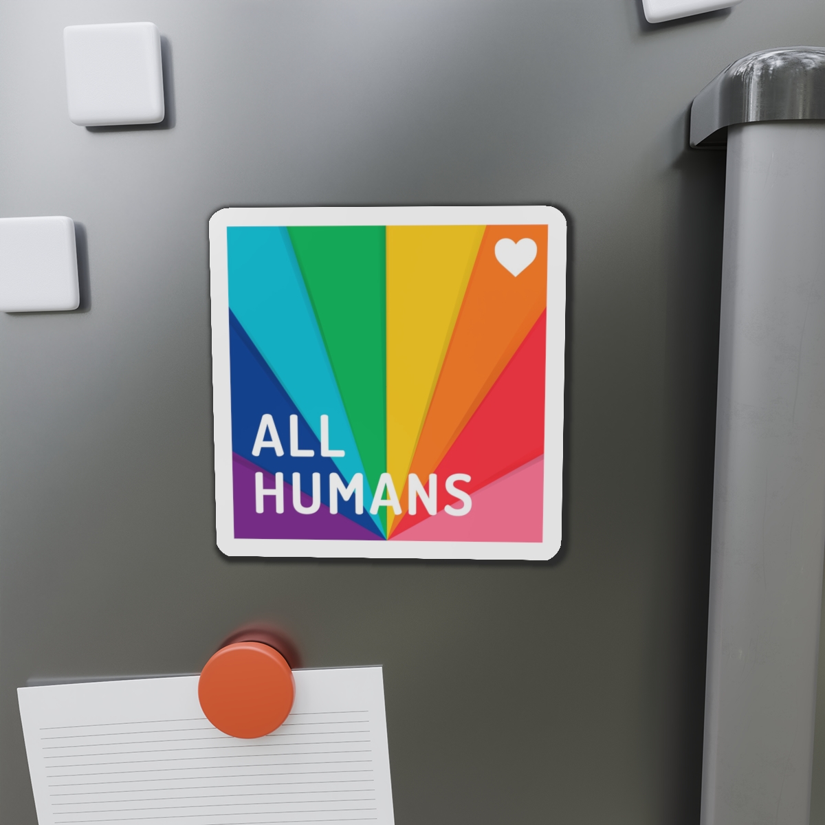 Rainbow Colored Background With All Humans Concept Pride Month Die Cut Magnets - Image 11