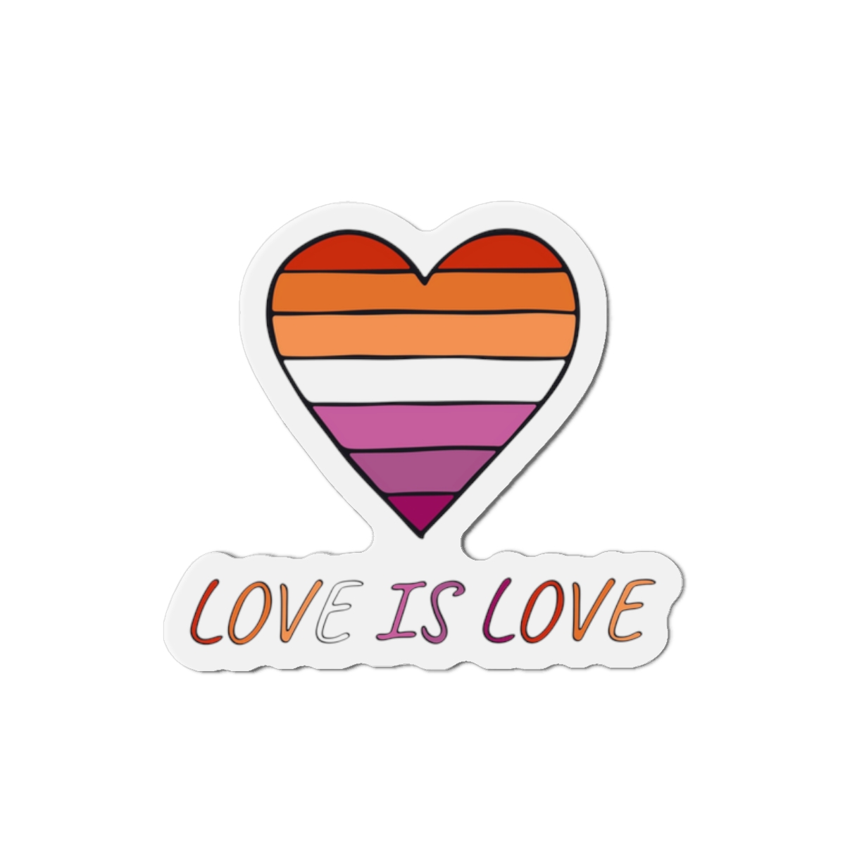 Colorful Heart Shape Lesbian Pride Flag Happy Pride Day Lgbtqia Community Pride Month Vector Hand Drawn Doodle Posters Stickers Logo Cards(1) Die Cut Magnets