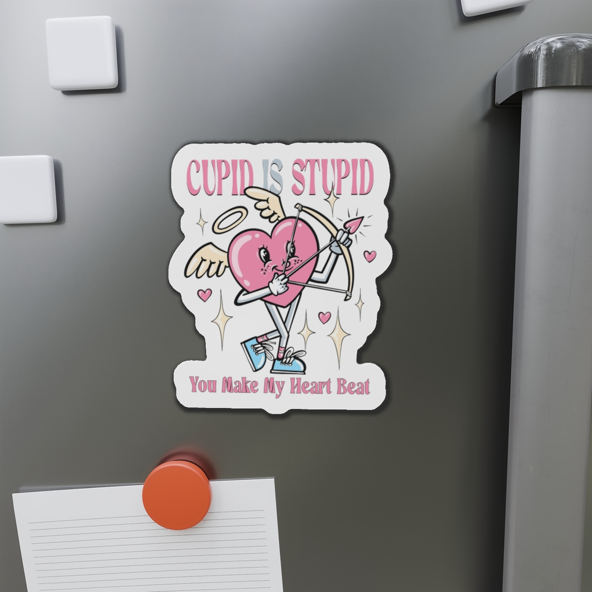 Love Cupid Holding Bow Tshirt Design Die Cut Magnets - Image 14