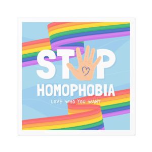 Hand Drawn Stop Homophobia Message Illustrated(1) Laminate Stickers Square