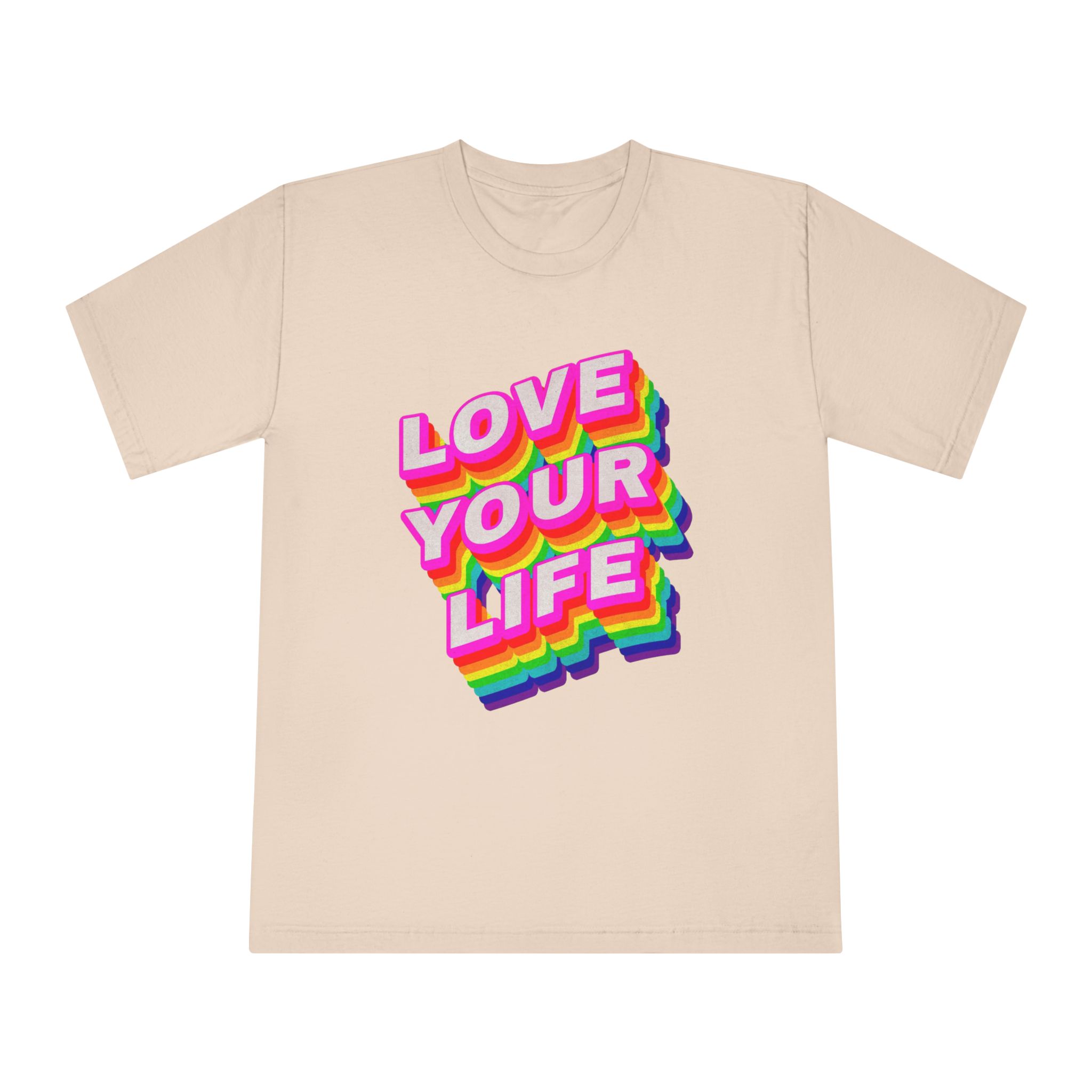 Rainbow Word Love Your Life Typography Design Element - Unisex Classic Crewneck T Shirt - Image 9