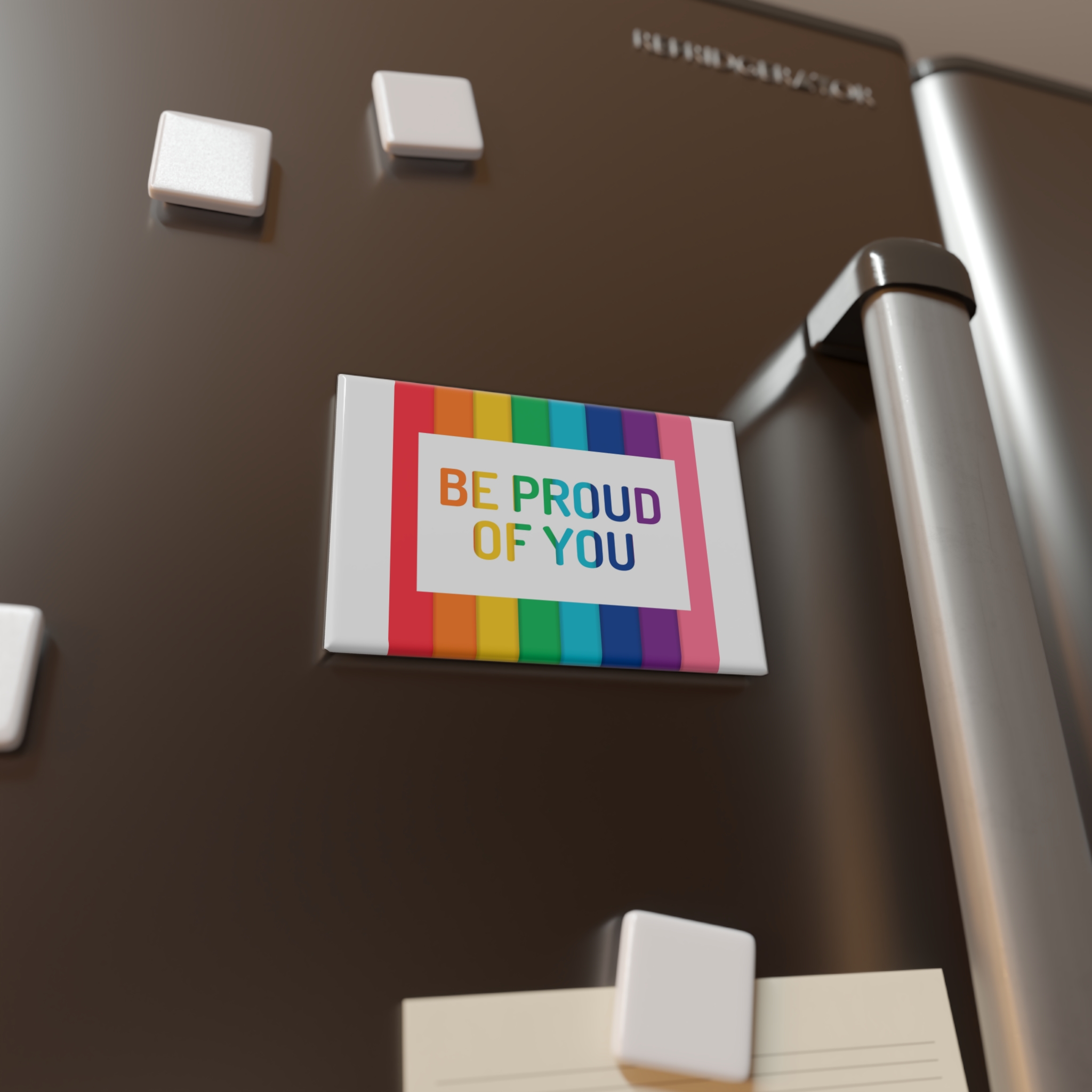 Rainbow Colored Background With Be Proud You Concept Pride Month Button Magnet Rectangle 1 And 10 Pcs - Image 8