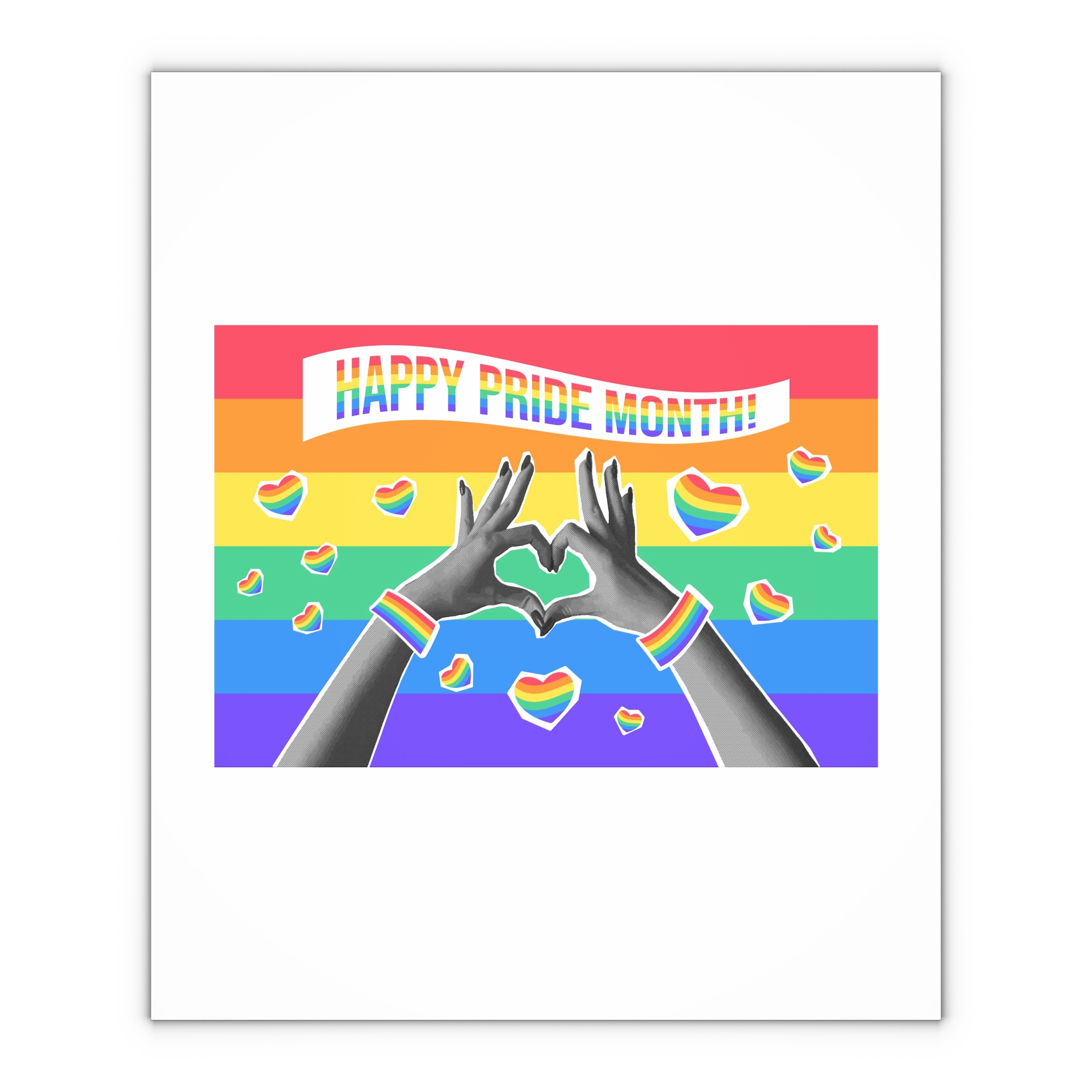 Lgbtq Pride Month Card Y2k Style Trendy Retro Collage Halftone Hands Gift Wrapping Paper Sheets 1pc - Image 4
