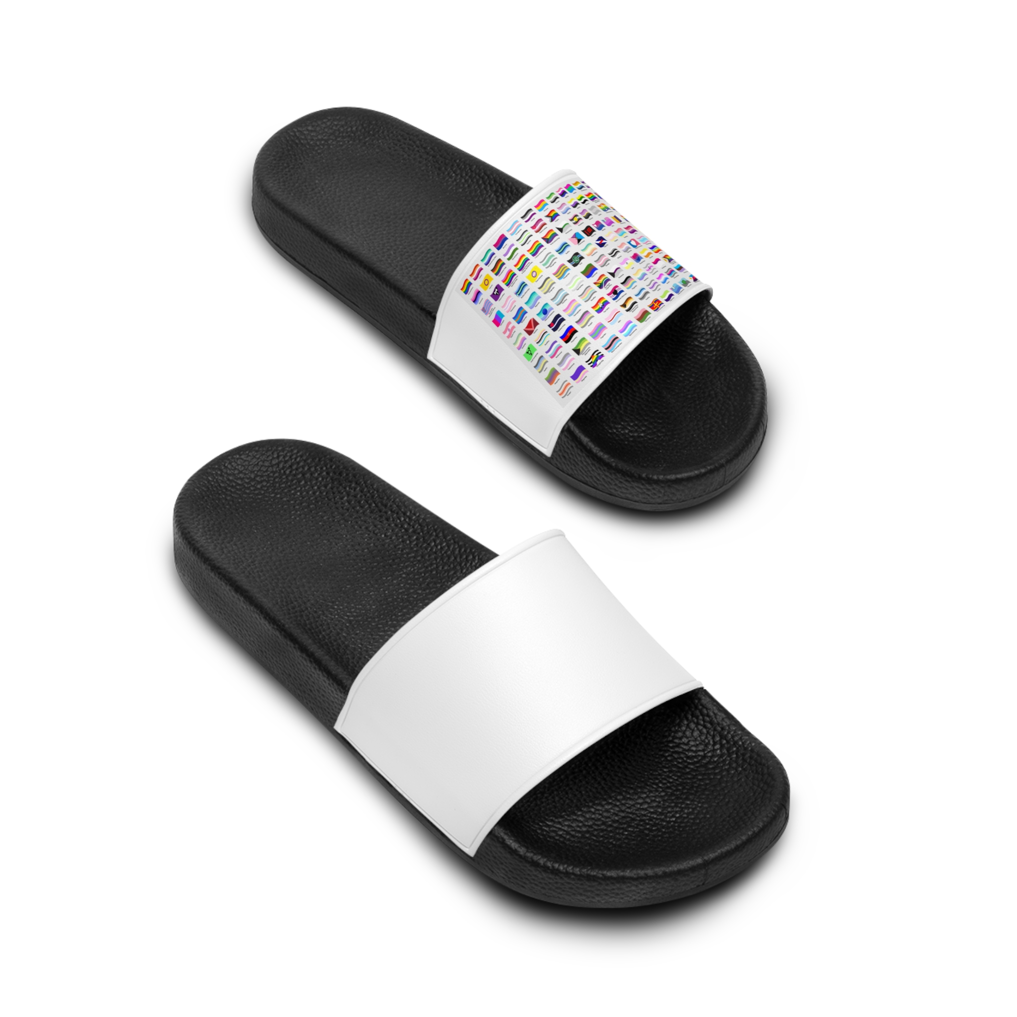 Waving Lgbt Pride Flags Collection Vector Illustration Mens Slide Sandals - Image 4