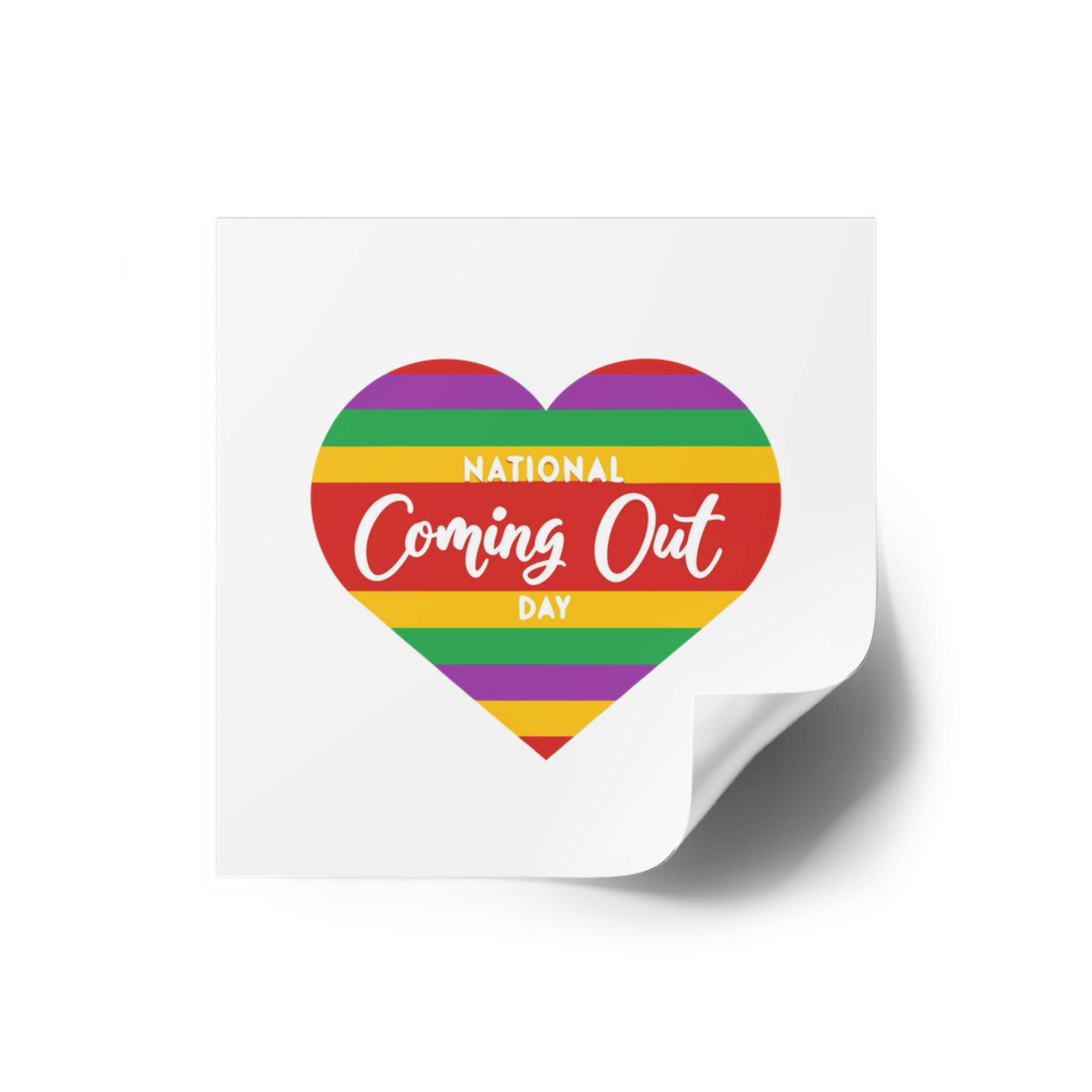 National Coming Out Day Rainbow Heart With Text Pride Lgbtq Laminate Stickers Square - Image 14