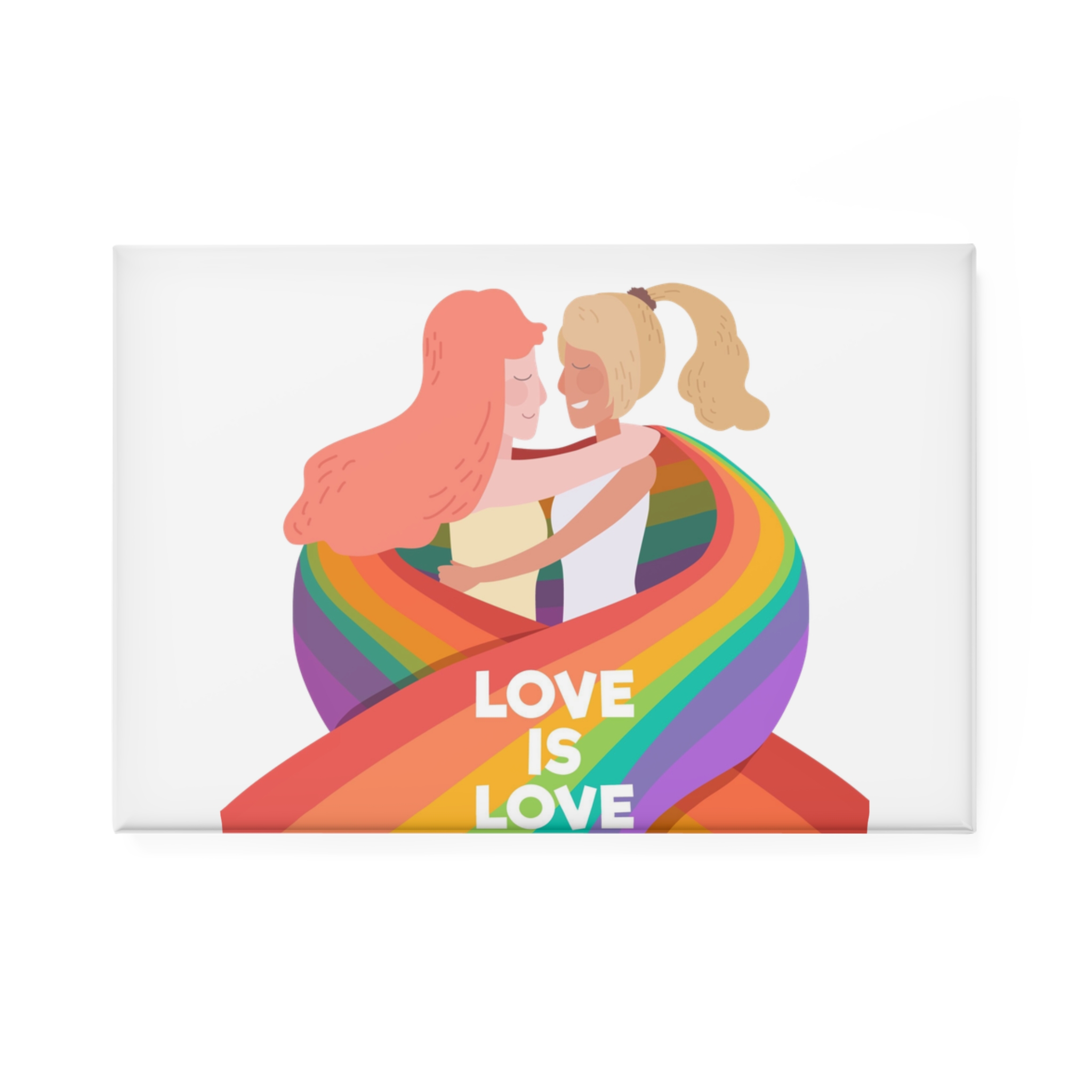 Girls Holding Pride Day Flag Button Magnet Rectangle 1 And 10 Pcs - Image 5