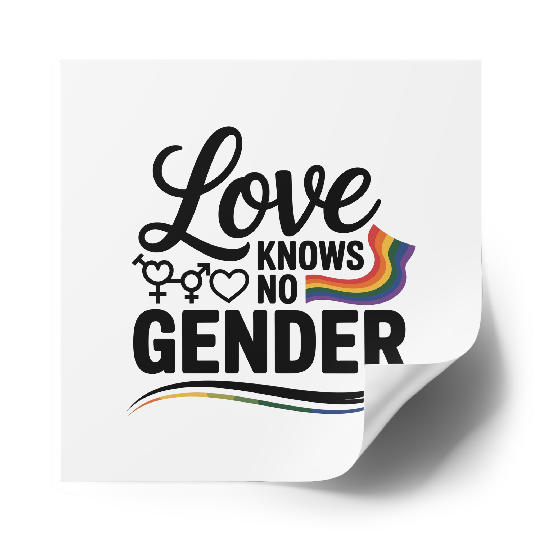 Love Knows No Gender T Shirt Design Isolated White Background Laminate Stickers Square - Image 50