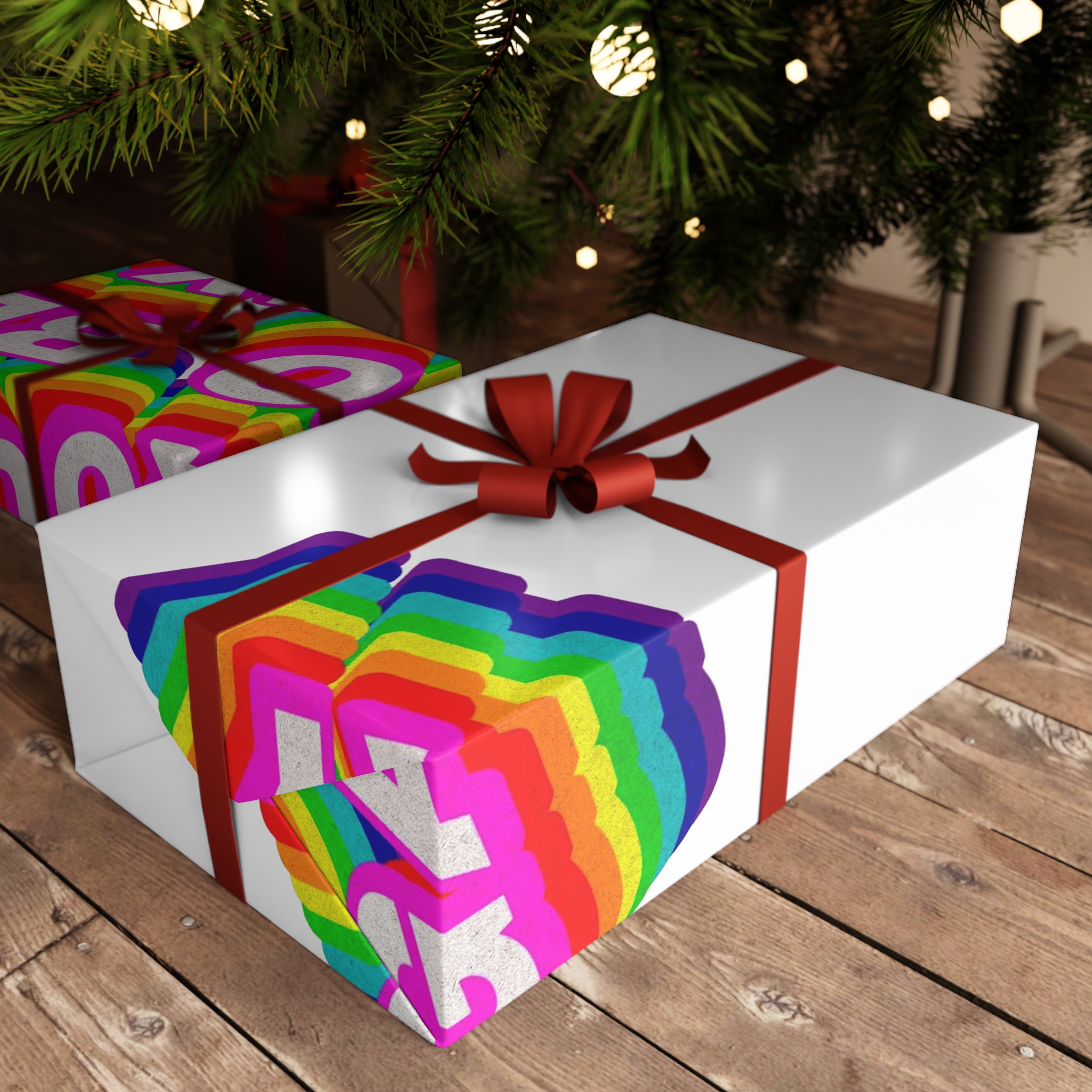 Rainbow Word Proud Be Gay Typography Design Element Gift Wrapping Paper Sheets 1pc - Image 3