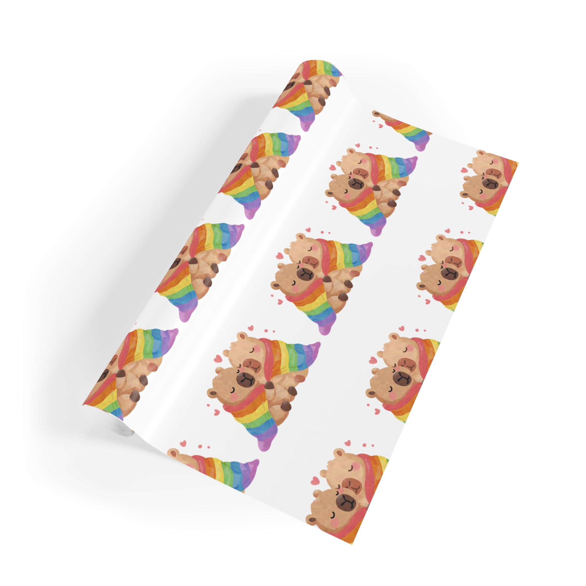 Two Capybaras Embracing Rainbow Blanket Illustration Gift Wrapping Paper Rolls 1pc - Image 7