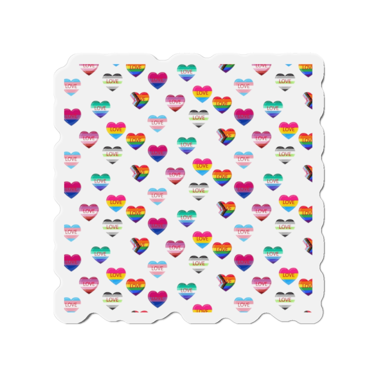 Background With Lgbt Flags Color Hearts Die Cut Magnets
