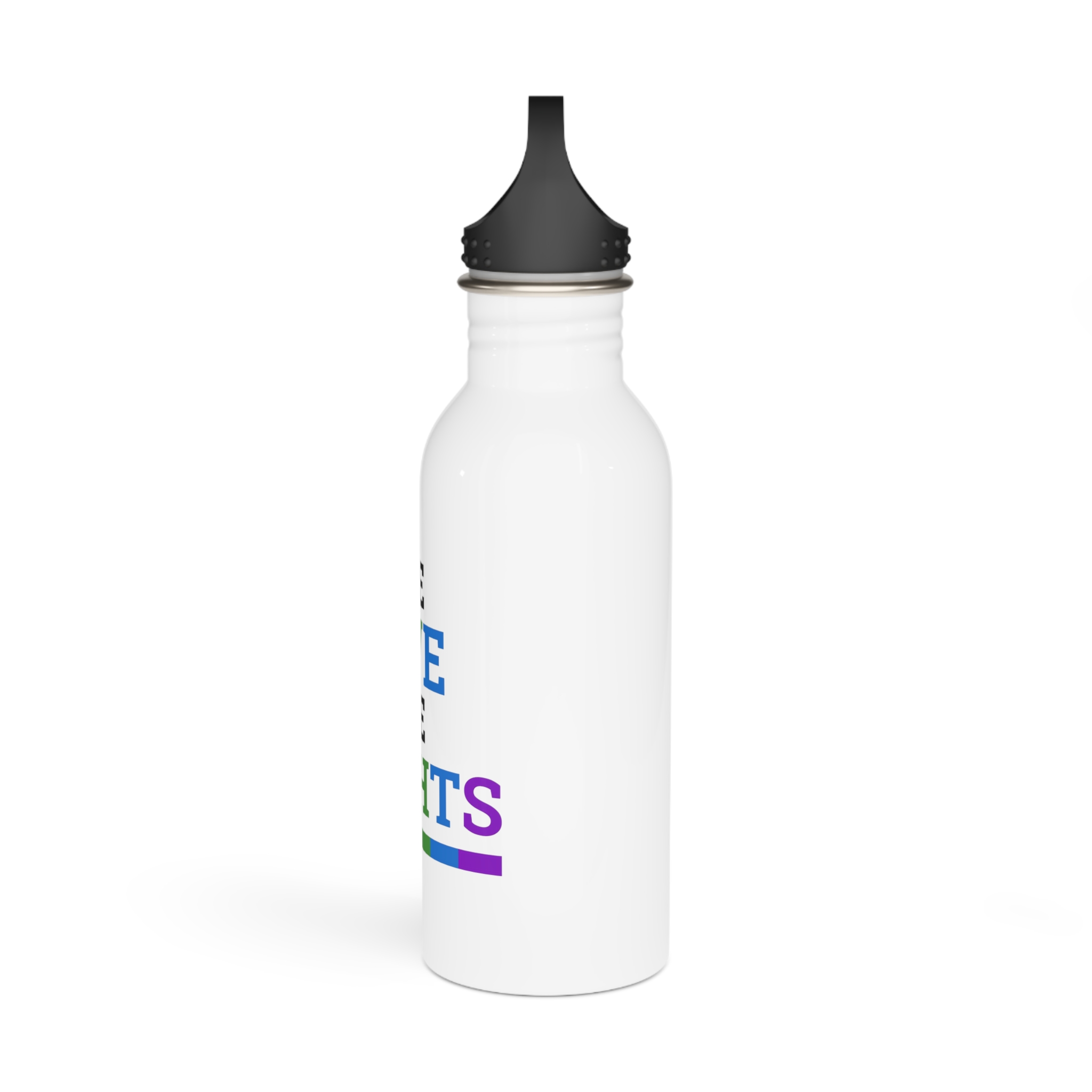 Same Love Same Rights Lgbtq Pride Month Quote Typographic Art With Rainbow Flag White Background Stainless Steel Water Bottle - Image 4