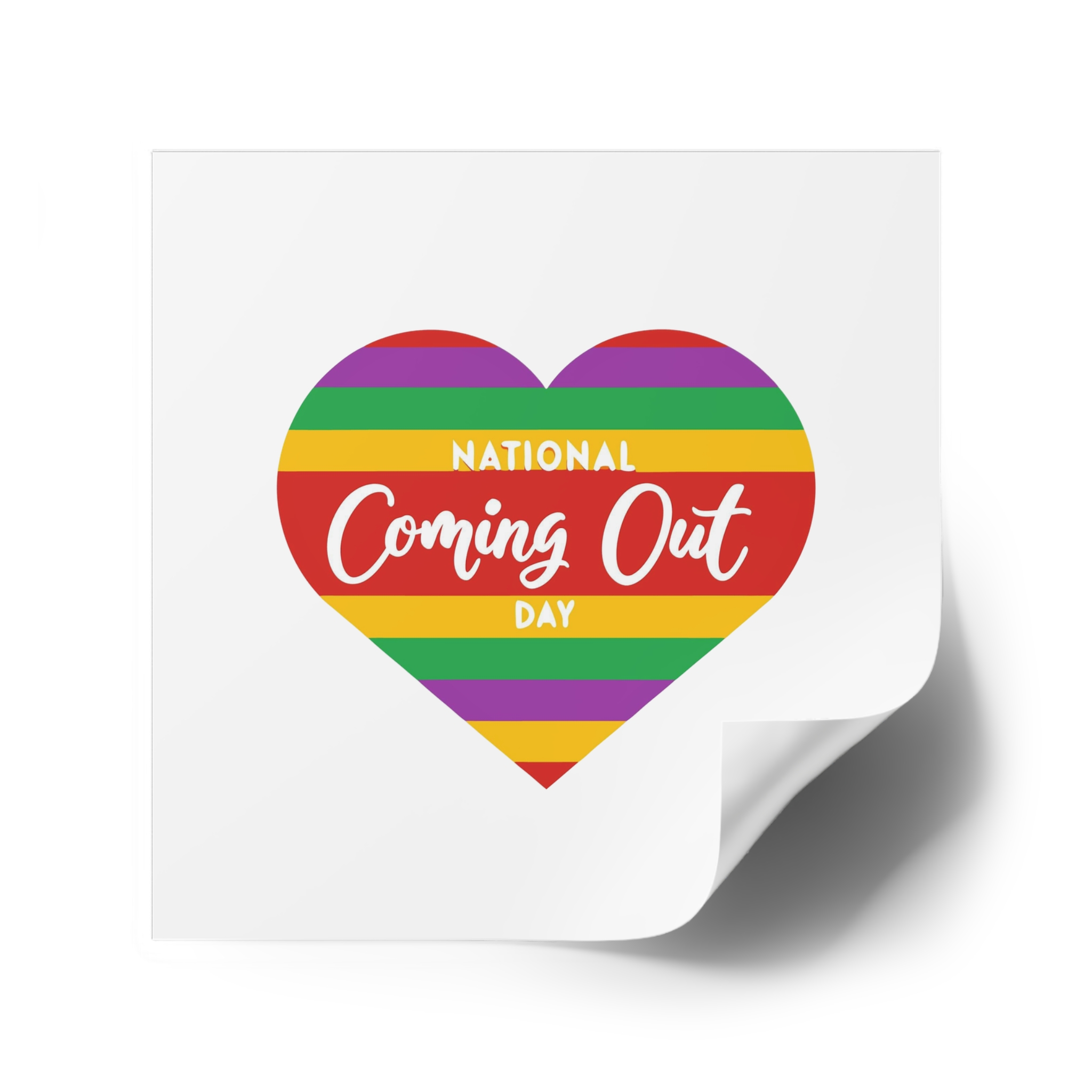 National Coming Out Day Rainbow Heart With Text Pride Lgbtq Laminate Stickers Square - Image 34