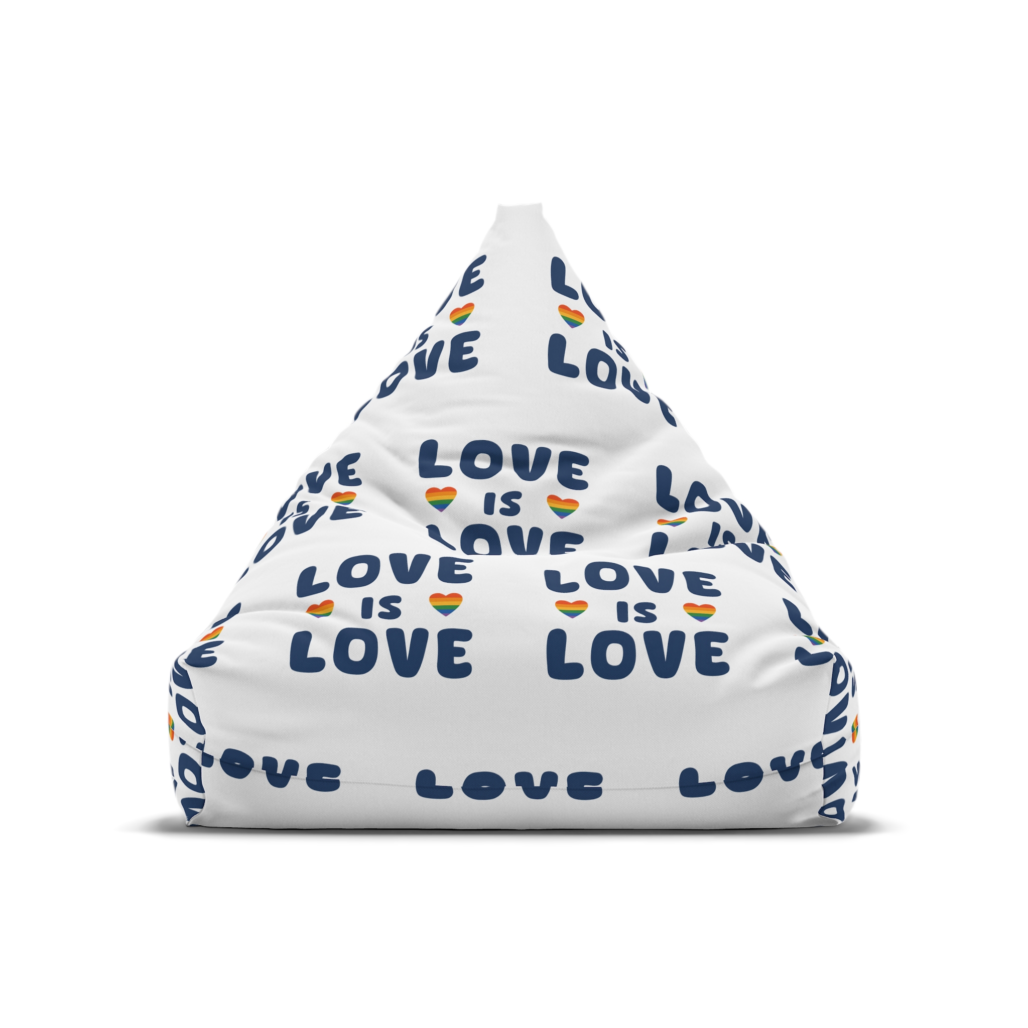 Vector Illustration With Text Love Is Love With Rainbow Heart Symbols Representing Lgbtq Gay Pride Bean Bag Chair Cover - Image 5