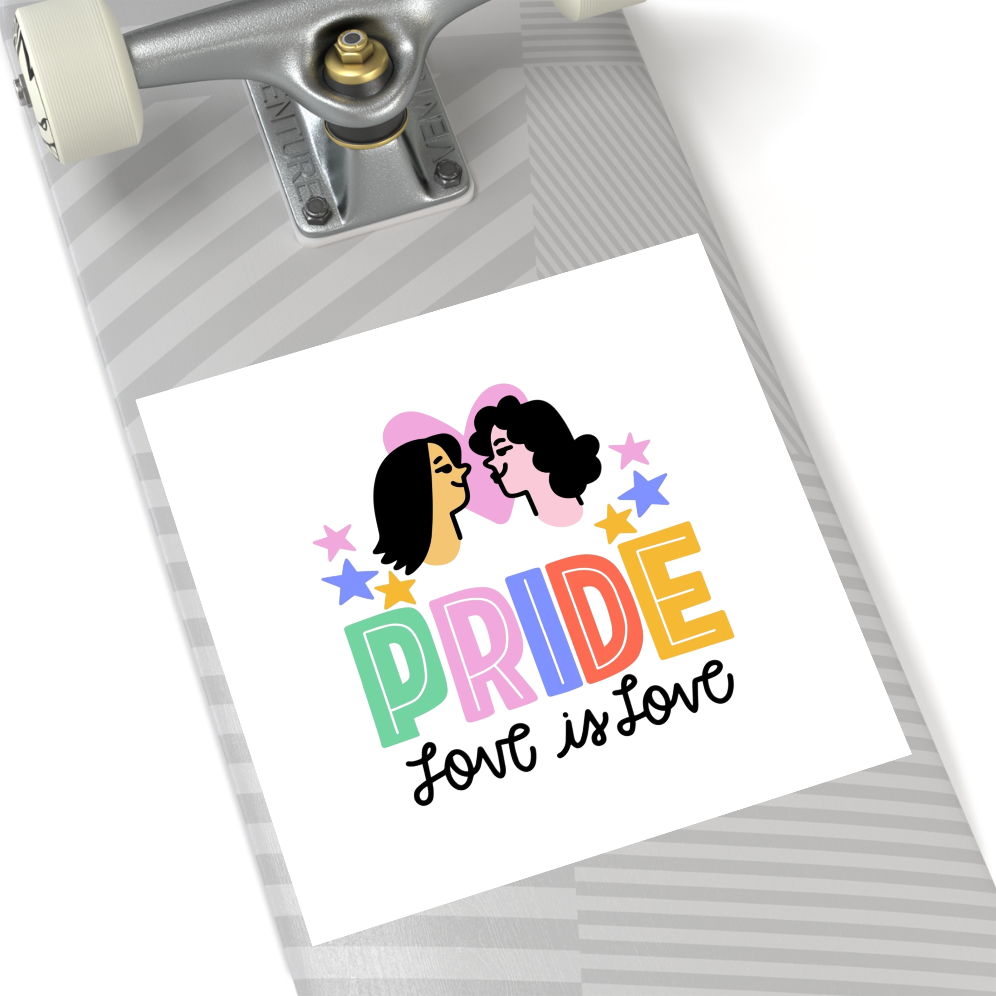 Pride Day Lettering With Lesbian Couple Laminate Stickers Square - Image 64