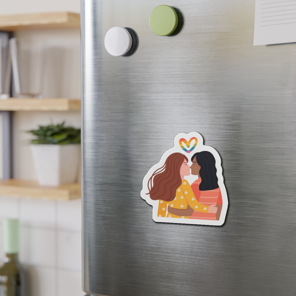 Hand Drawn Affectionate Lesbian Kiss (1) Die Cut Magnets - Image 9