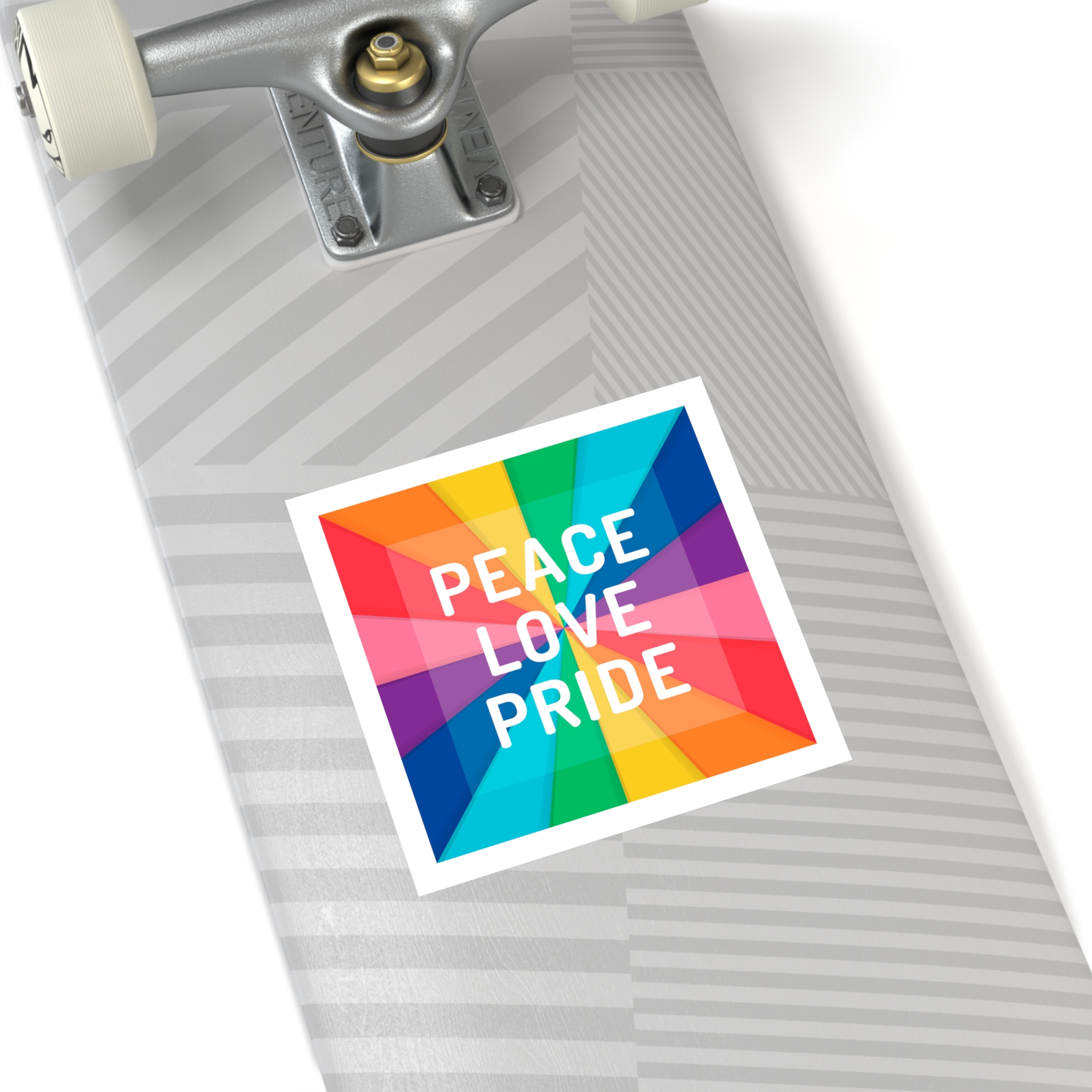 Rainbow Colored Background With Peace Love Pride Concept Pride Month Laminate Stickers Square - Image 44