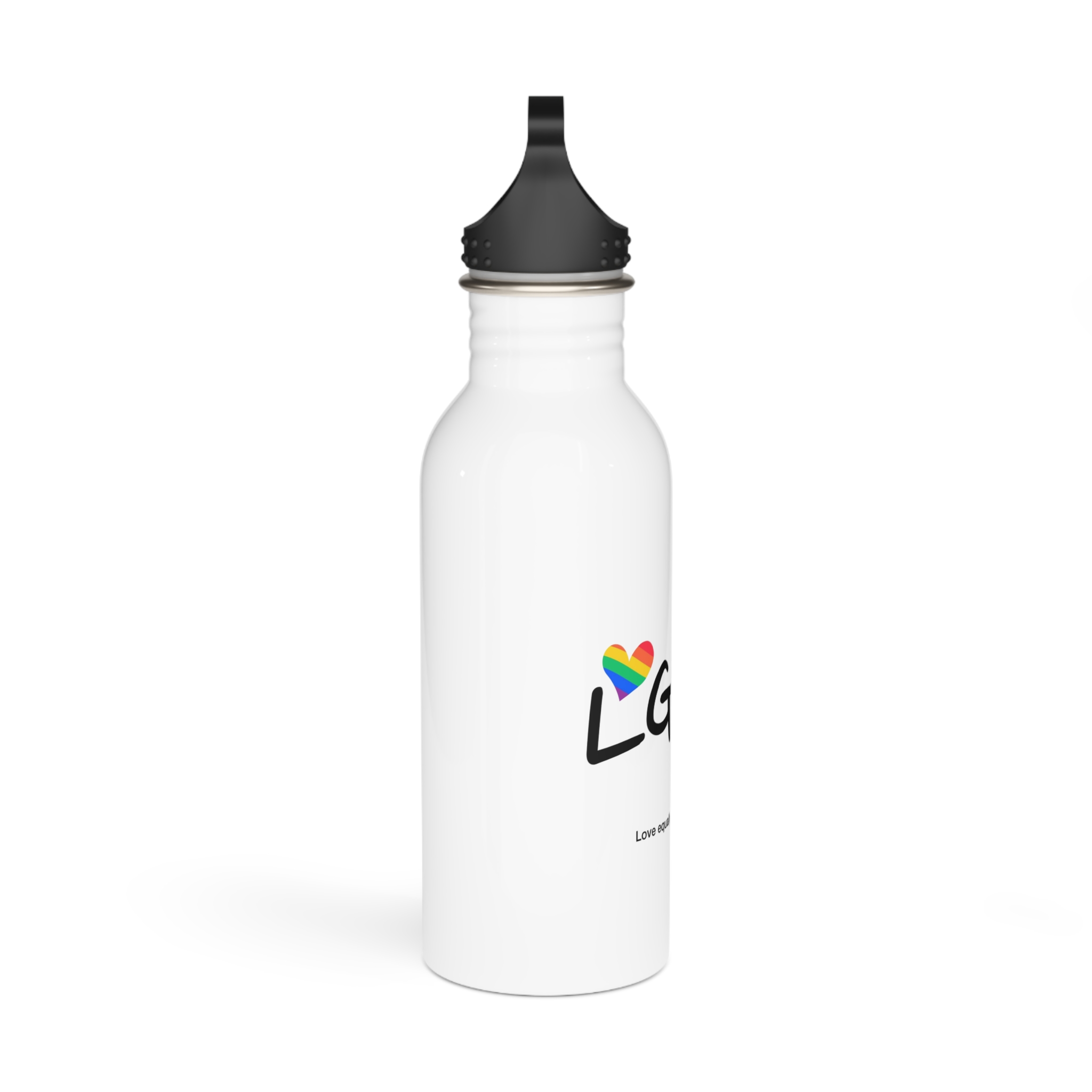 Love Letter Pride Rainbow Lettering Text Writing Pattern Freedom Love Heart Homo Colors Flag Parade(3) Stainless Steel Water Bottle - Image 2