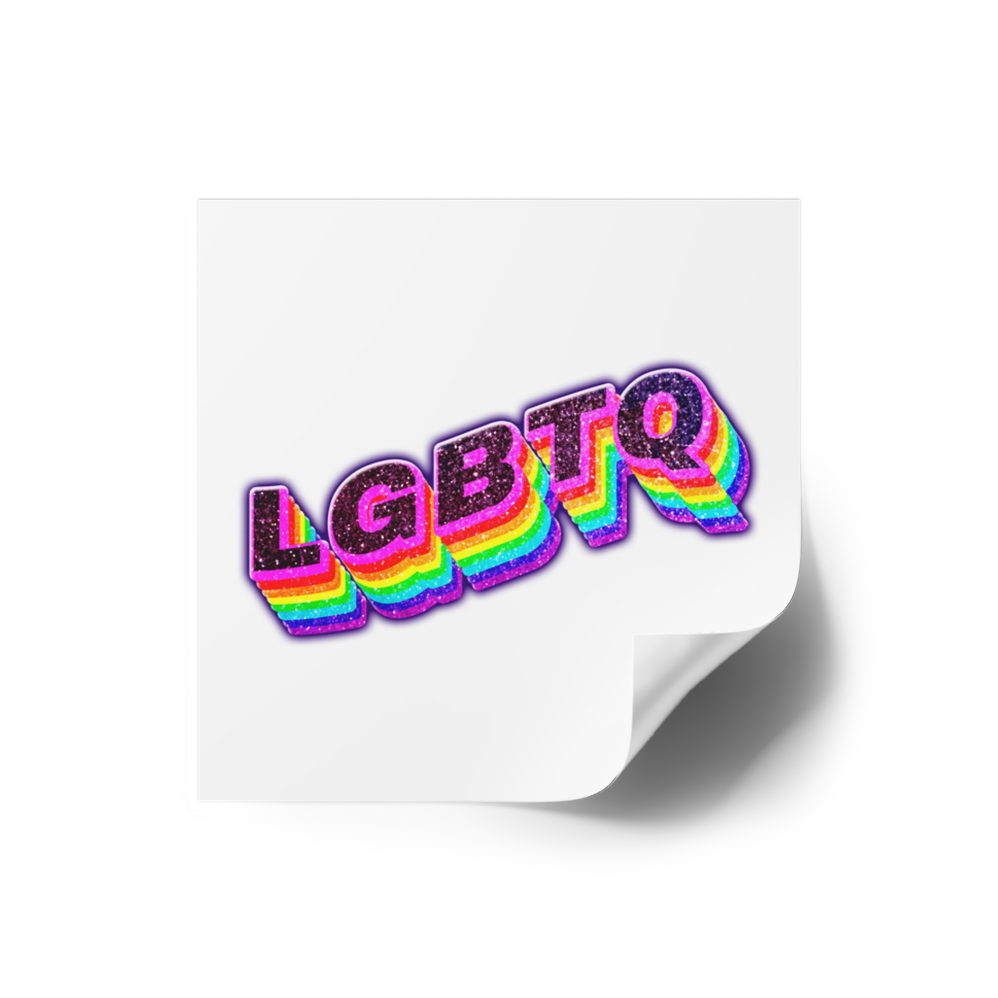 Lgbtq Rainbow 3d Png Typography Laminate Stickers Square - Image 6