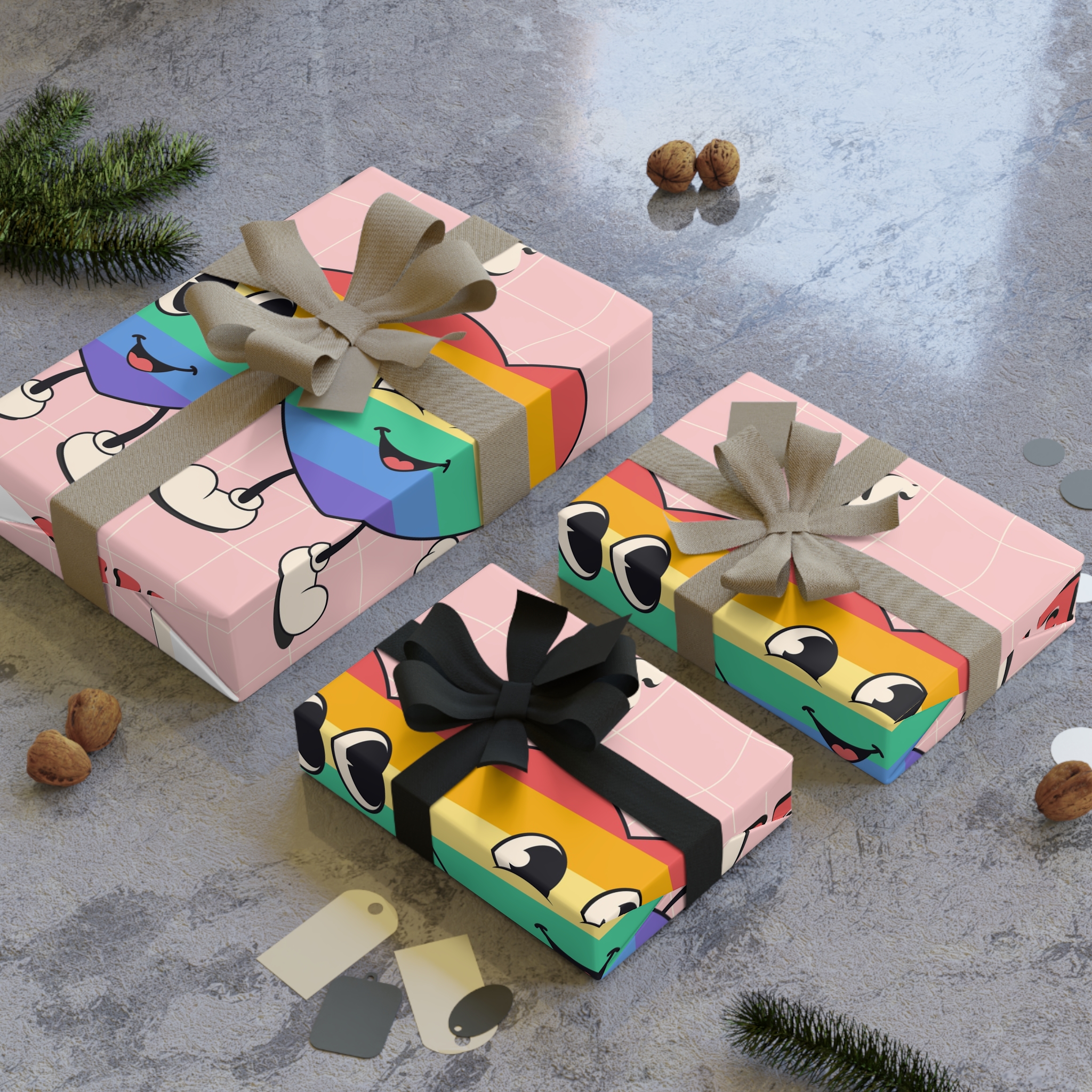 Lgbtq Pride Month Retro Groovy Poster Social Media Post Template With Rainbow Heart Gift Wrapping Paper Rolls 1pc - Image 4