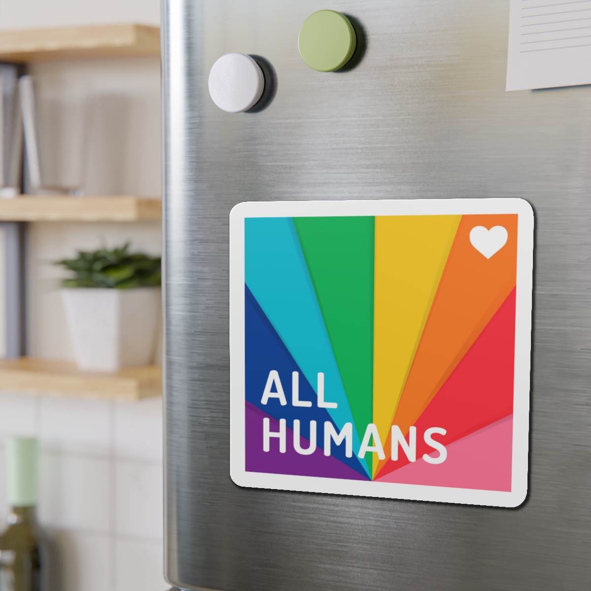 Rainbow Colored Background With All Humans Concept Pride Month Die Cut Magnets - Image 15