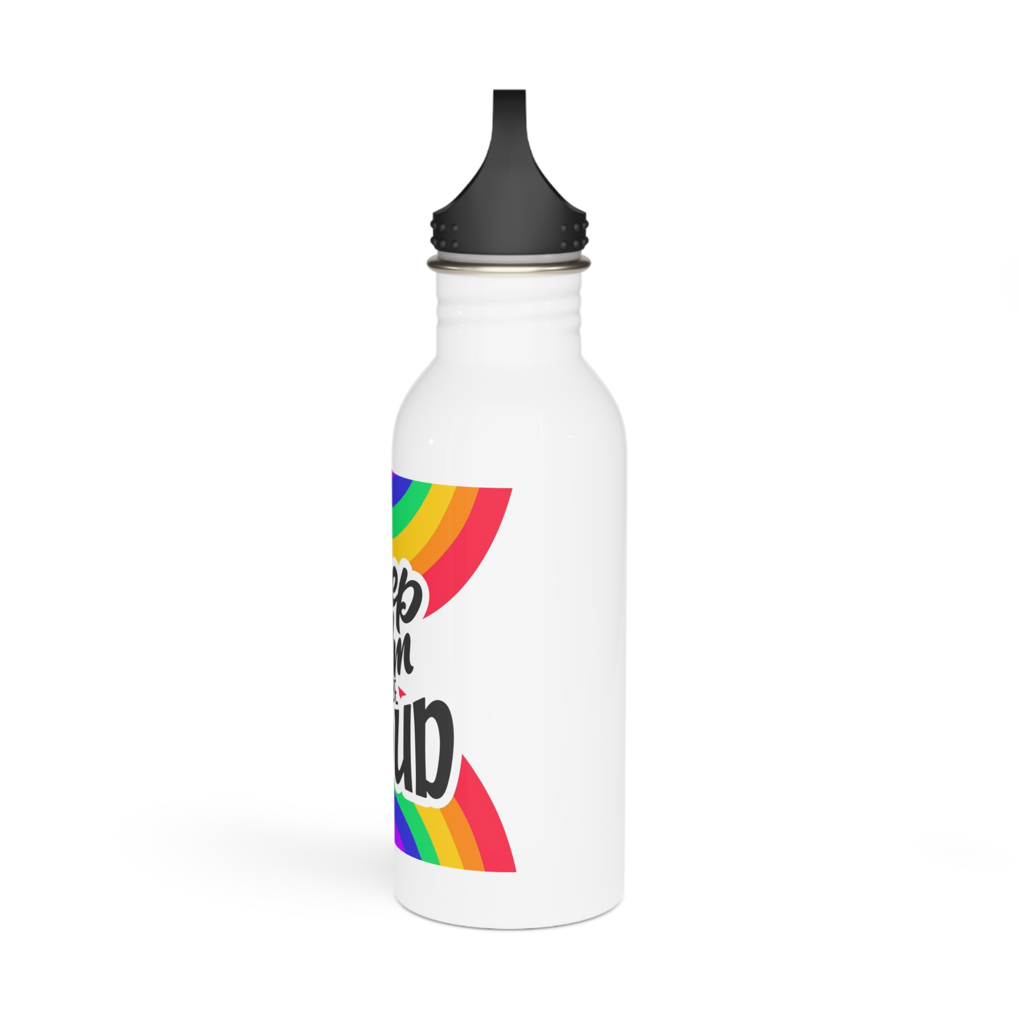 Keep Calm Be Proud Lgbt Lettering Quote Pride Poster Concept With Colorful Rainbow Vector Stainless Steel Water Bottle - Image 4