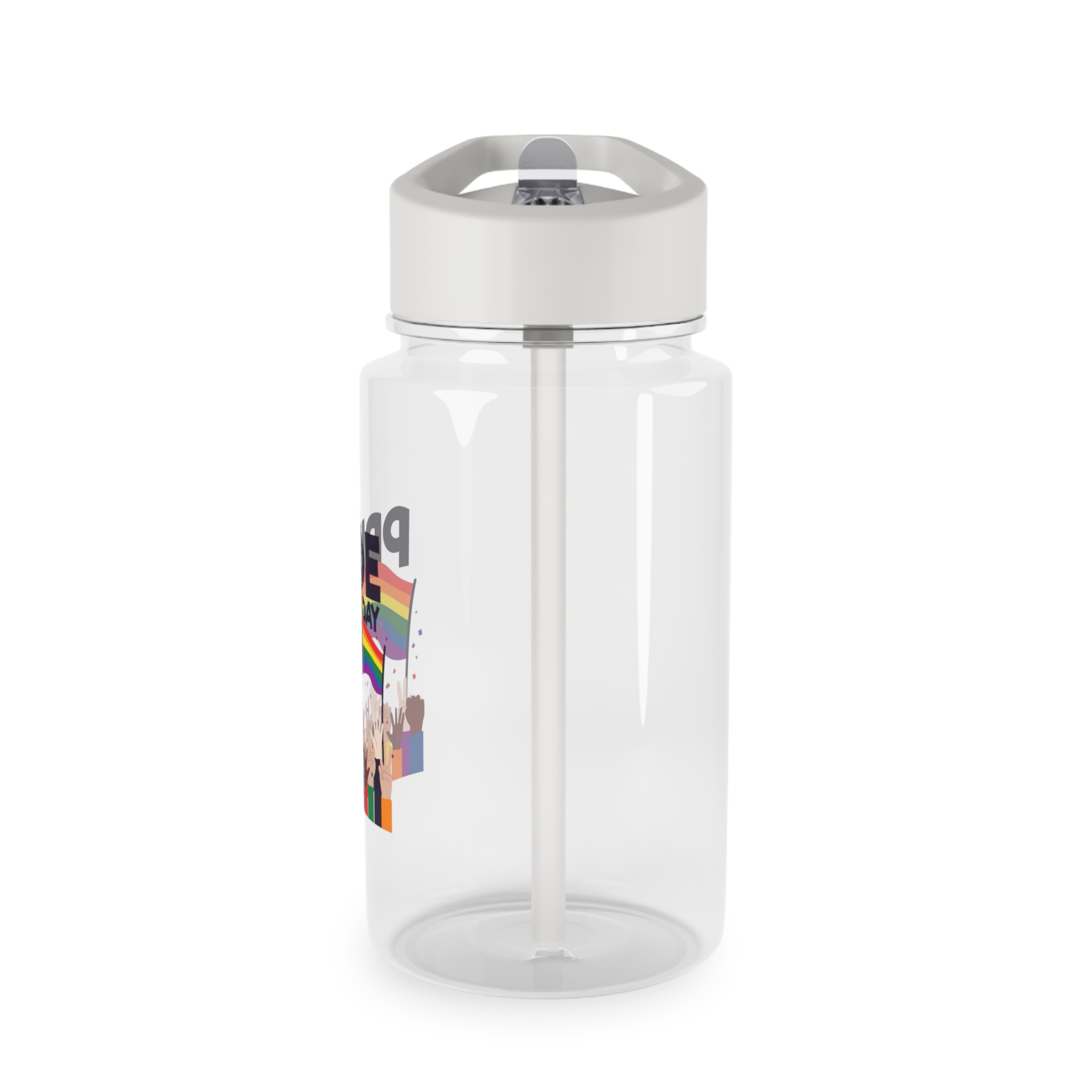 Pride Day Event With Rainbow Flag Theme Tritan Water Bottle - Image 3