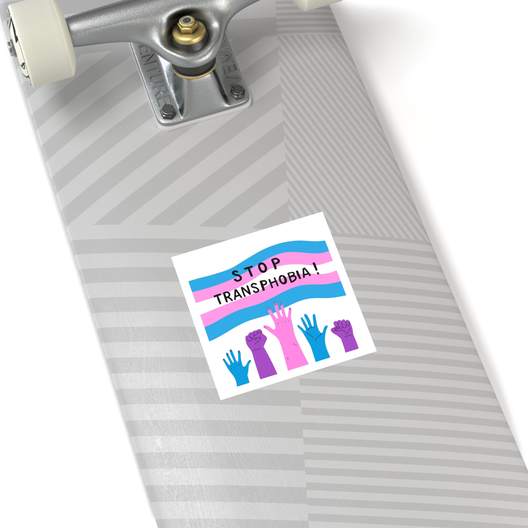 Hand Drawn Stop Transphobia Concept Illustration Laminate Stickers Square - Image 72
