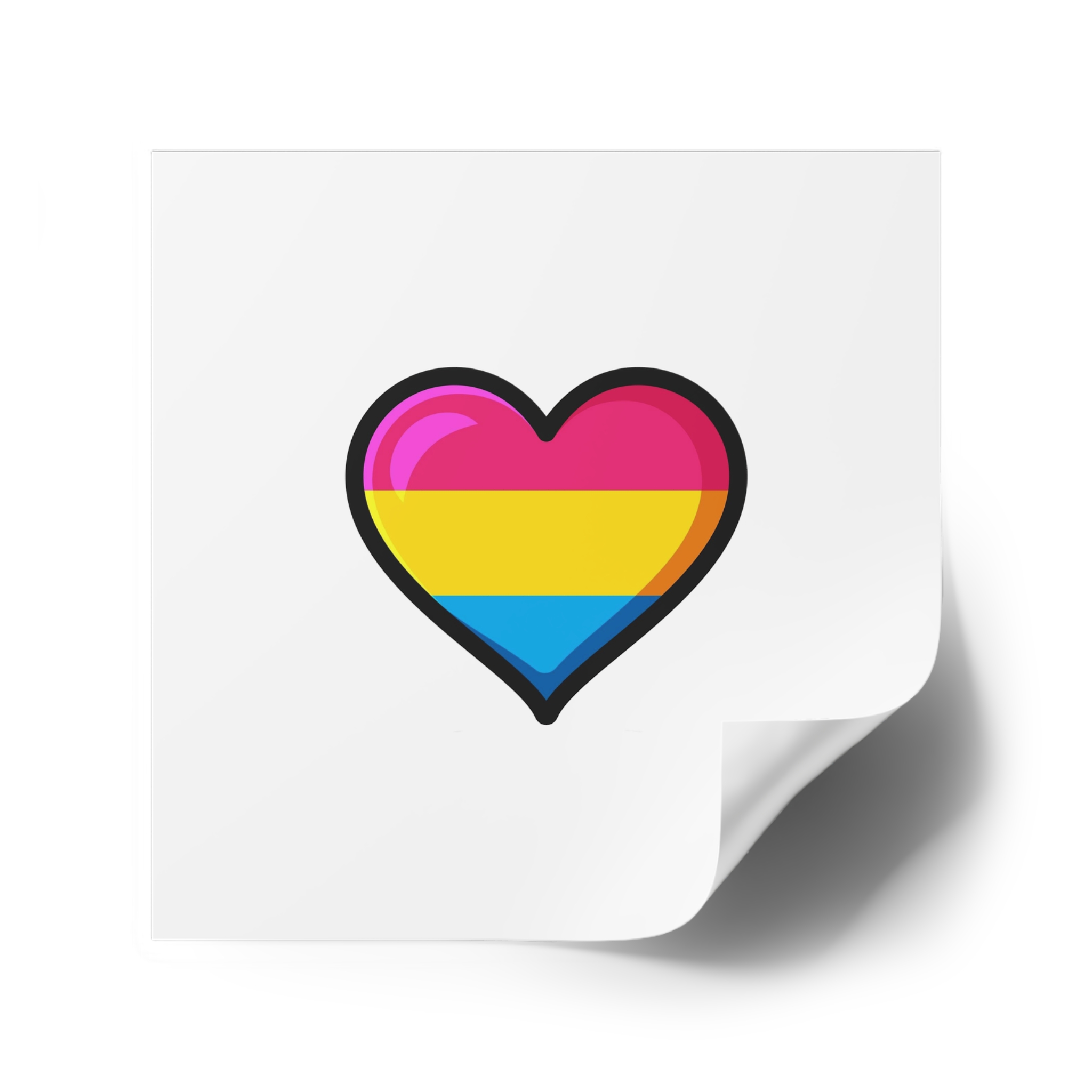 Pansexual Pride Flag Heart Shape Vector Illustration Laminate Stickers Square - Image 34