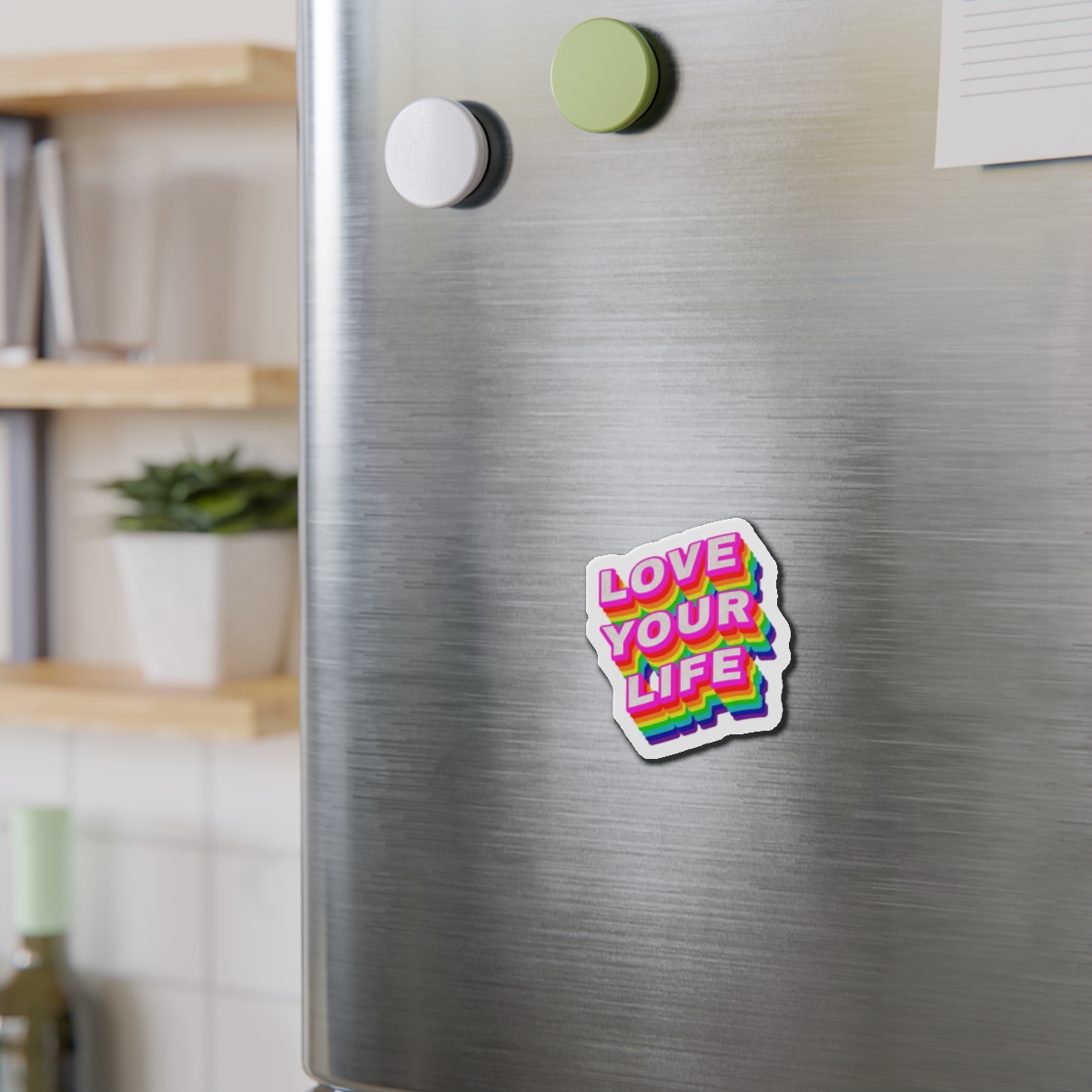 Rainbow Word Love Your Life Typography Design Element Die Cut Magnets - Image 6