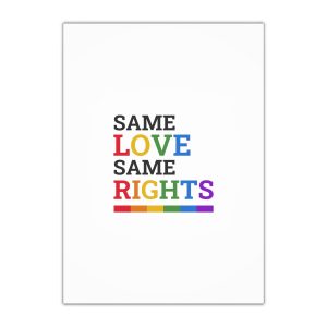 Same Love Same Rights Lgbtq Pride Month Quote Typographic Art With Rainbow Flag White Background Gift Wrapping Paper Sheets 1pc