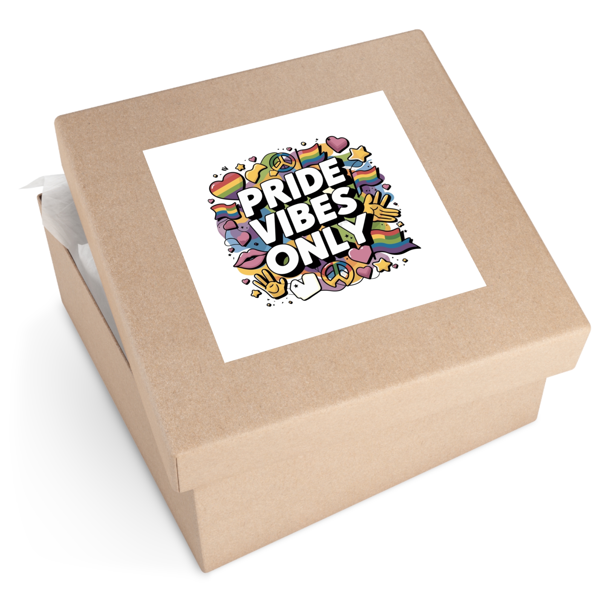 Pride Vibes Only T Shirt Design Isolated White Background Laminate Stickers Square - Image 63
