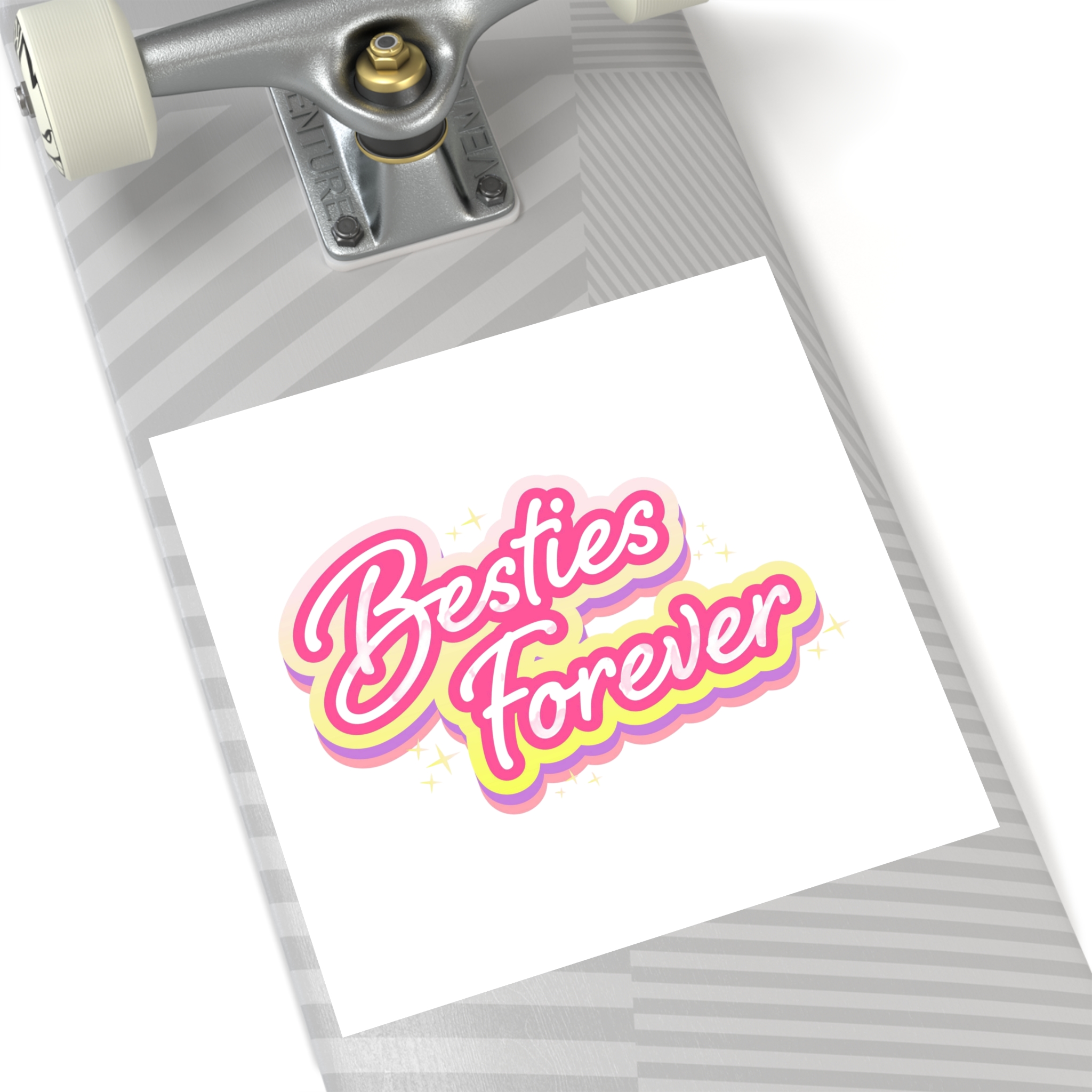 Pink Besties Forever Lettering Logo Laminate Stickers Square - Image 60