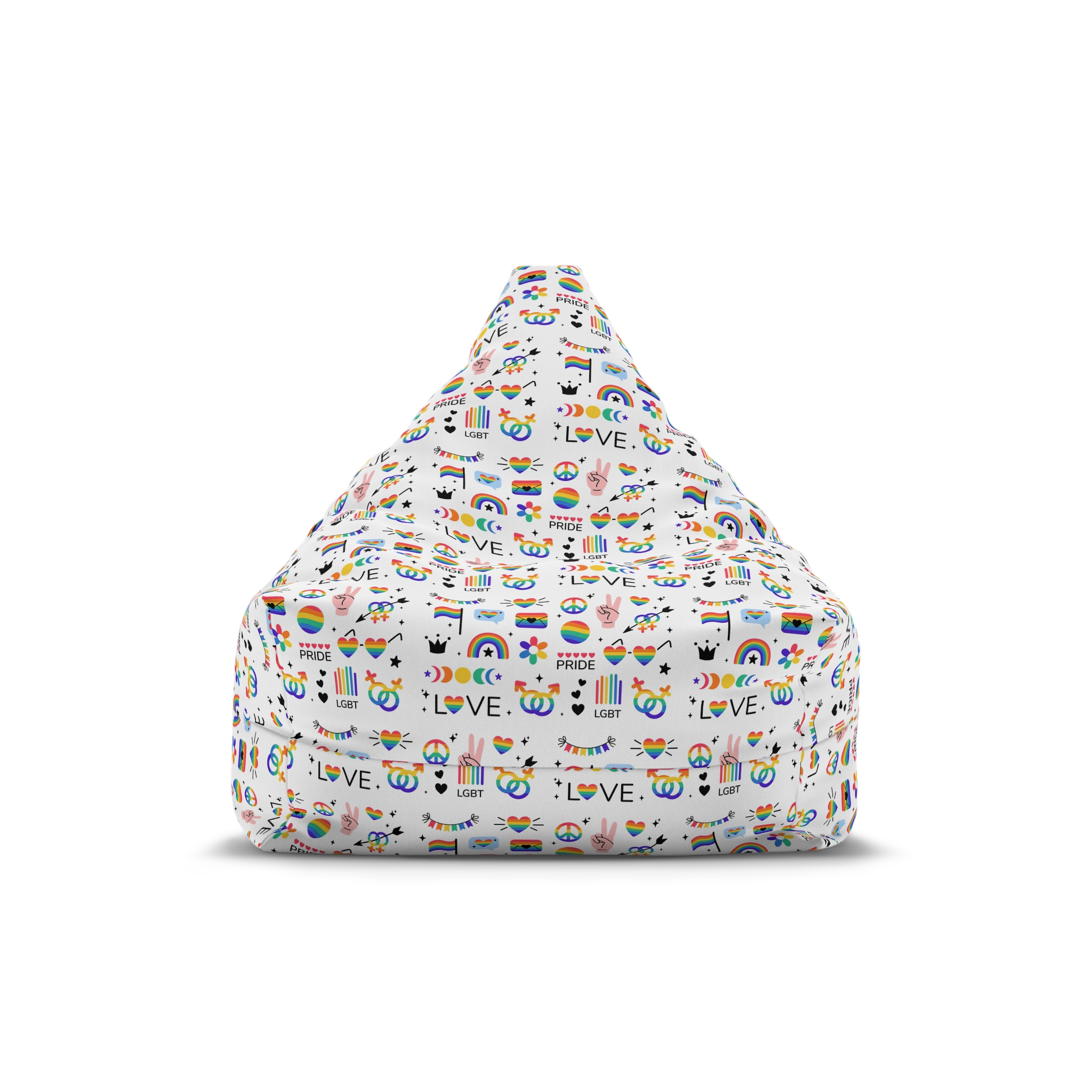 Lgbt Stickers Pack Doodle Style Lgbtq Set Lgbt Pride Community Symbols Rainbow Colored Element Bean Bag Chair Cover