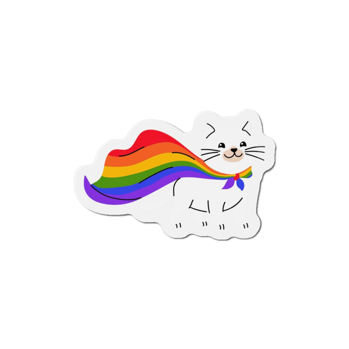 Kawaii Cat With Lgbtq Rainbow Flag Cartoon Die Cut Magnets - Image 10