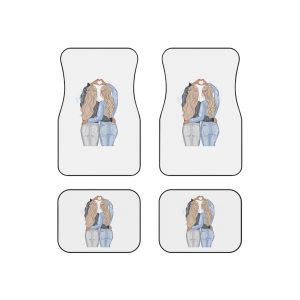 Two Girls Friends Sister Friends With Long Hair Hugging Friendship Day Print Valentine Vector(1) Car Mats Set Of 4