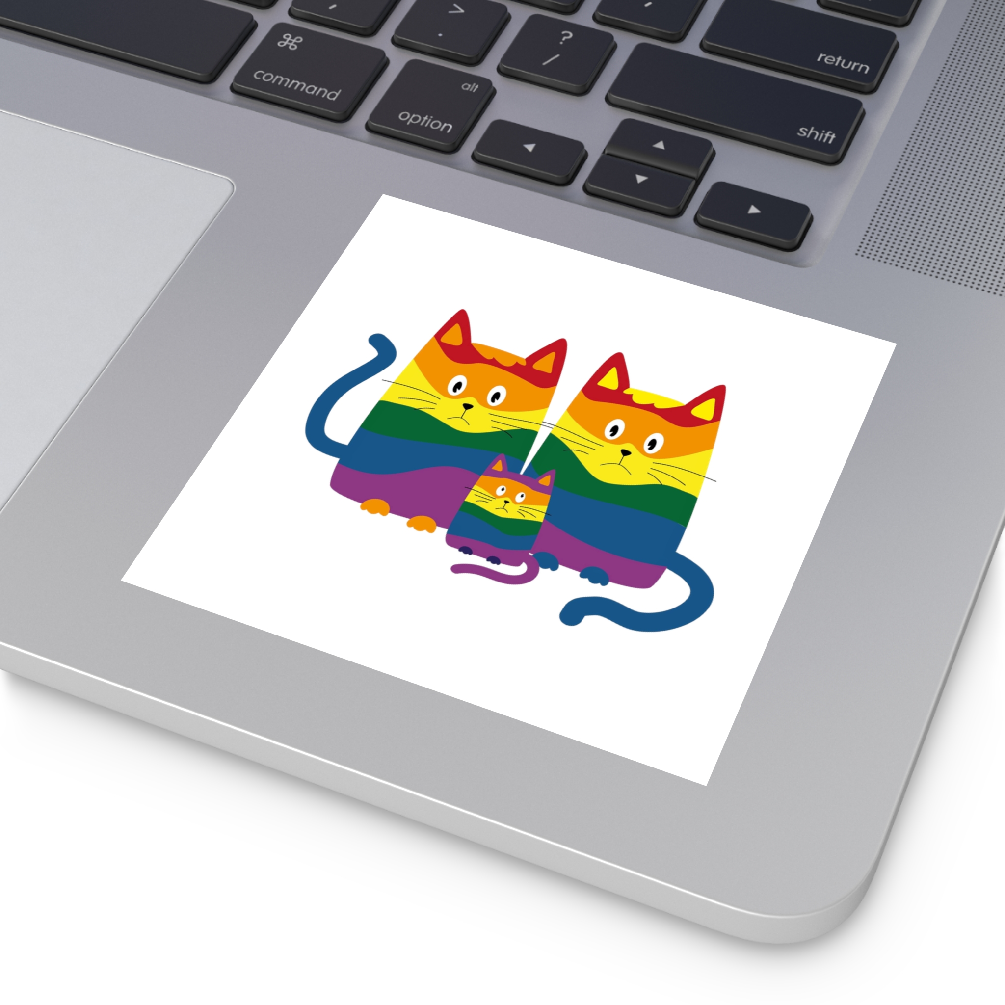 Lgbt Cats Samesex Love Like Everyone Else Cute Cartoon Cats Vector Copyspace Laminate Stickers Square - Image 19
