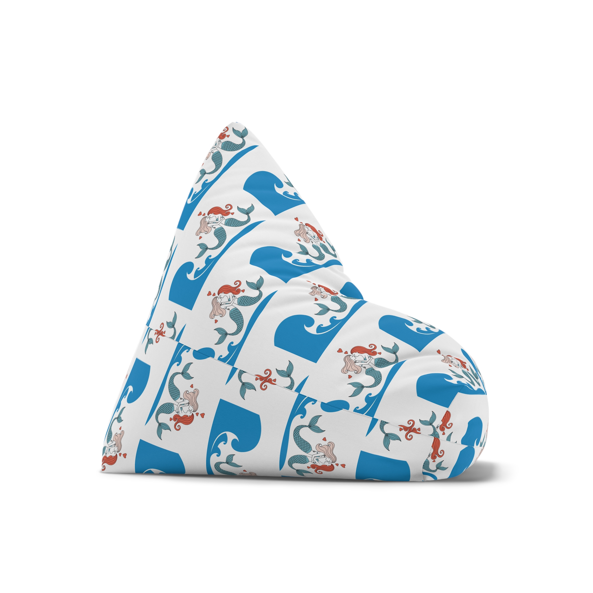 Two Mermaids Love With Hearts Their Heads Bean Bag Chair Cover - Image 7