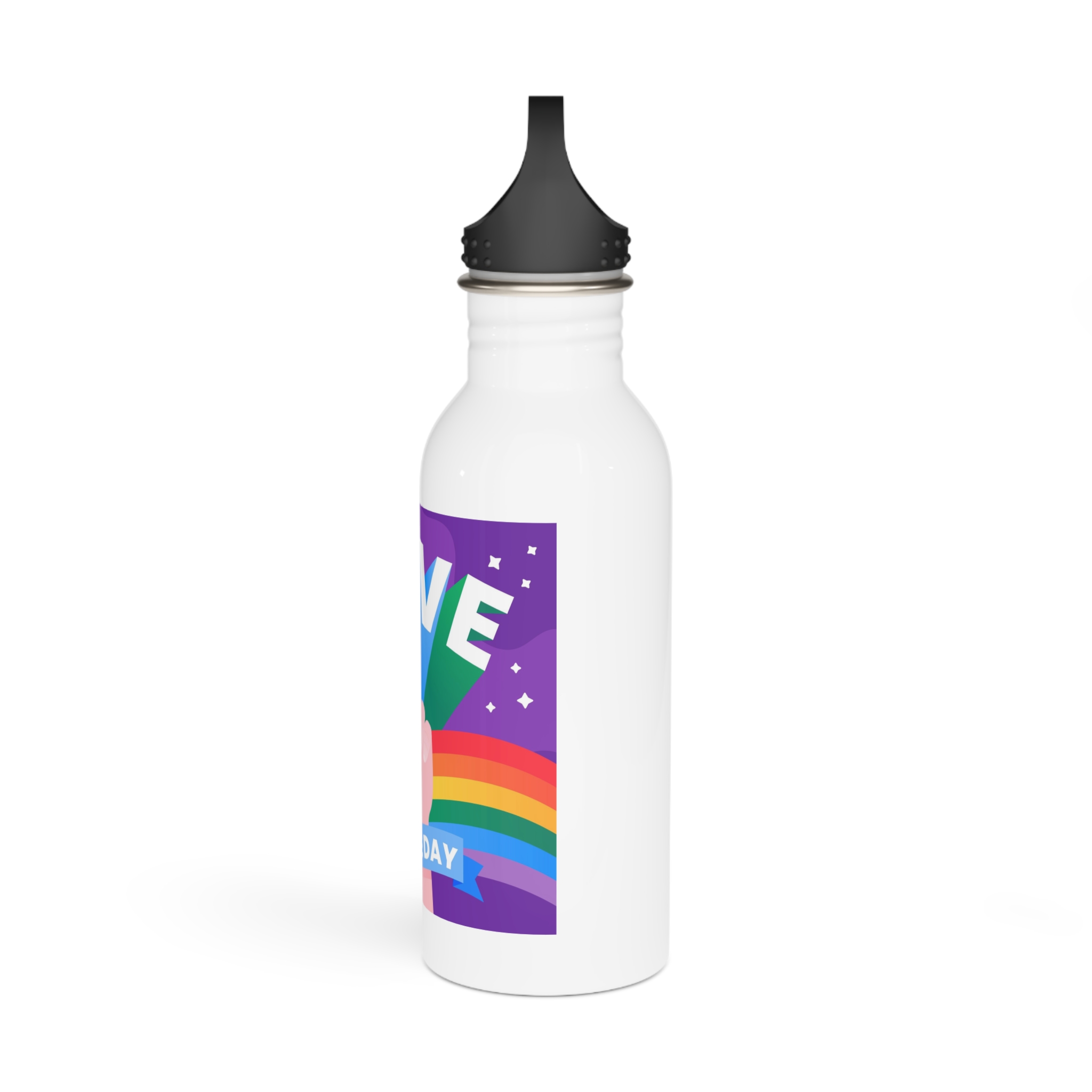Pride Day Event Message Design Stainless Steel Water Bottle - Image 4