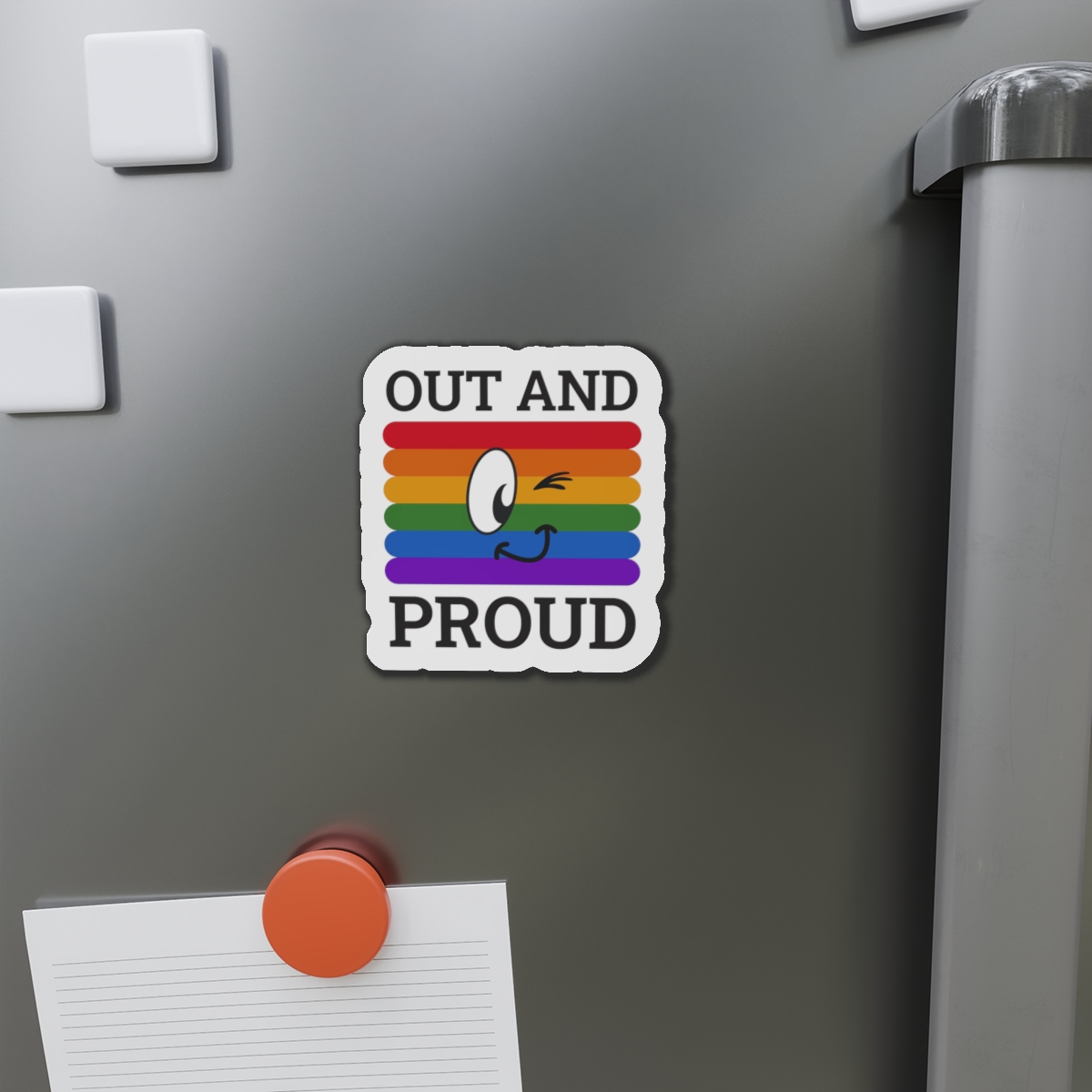 Out Proud Lgbtq Pride Month Quote Book Lover Rainbow Flag Hand Drawn Art White Background Die Cut Magnets - Image 11