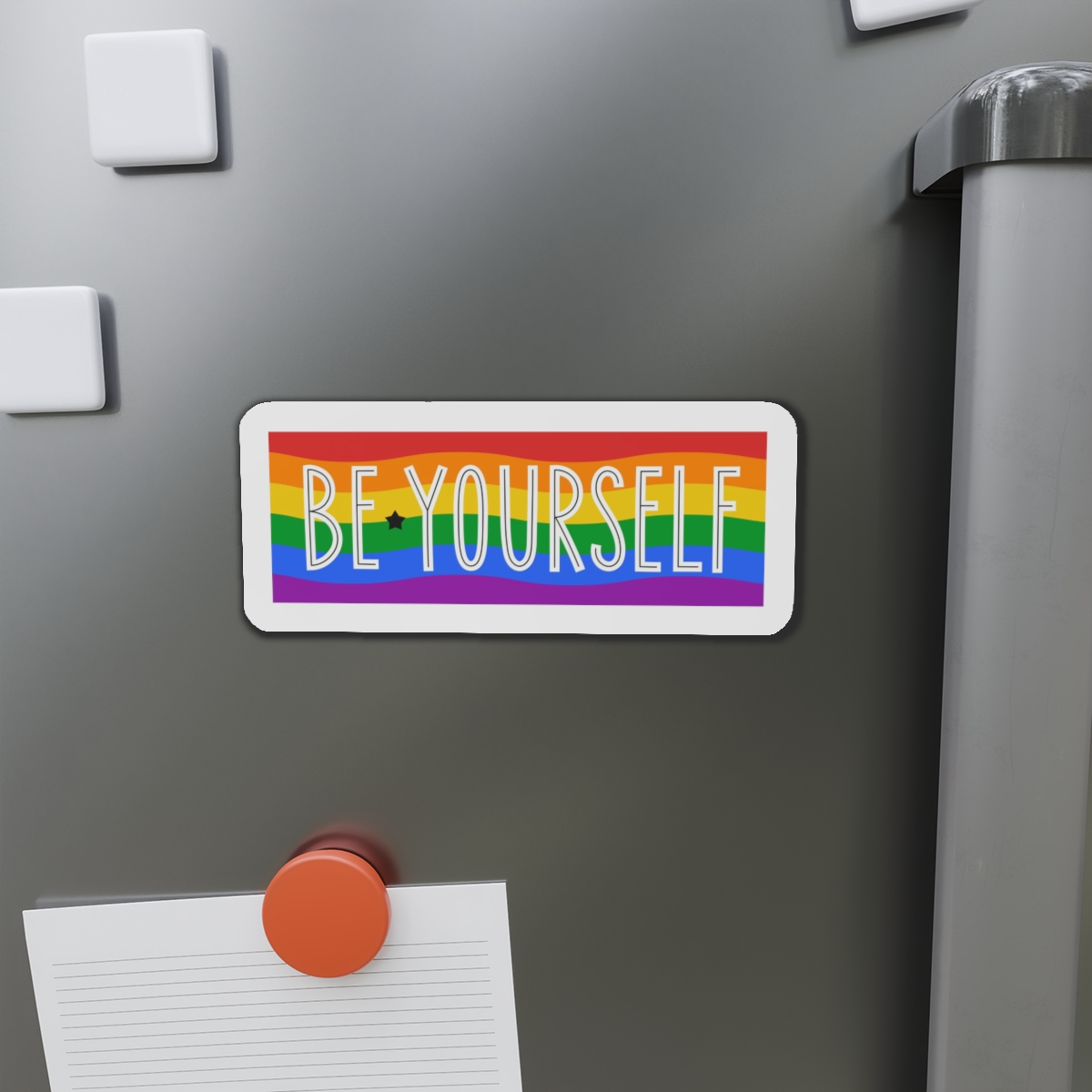 Be Yourself Phrase With Lgbtqia Flag Background Die Cut Magnets - Image 14