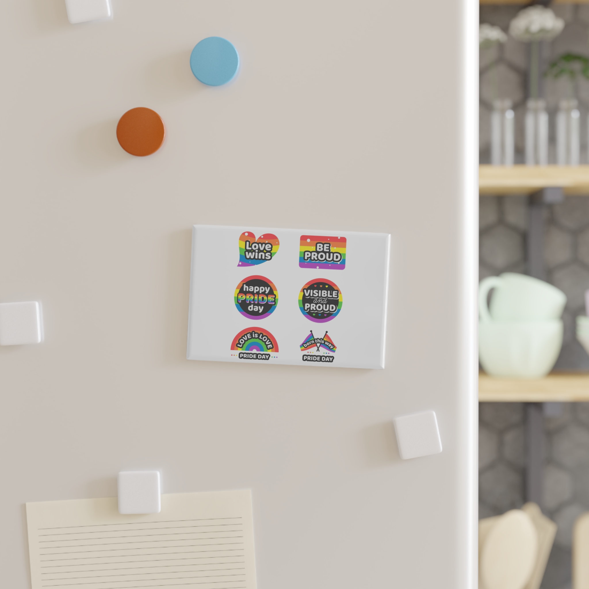 Set Rainbow Pride Labels Button Magnet Rectangle 1 And 10 Pcs - Image 3