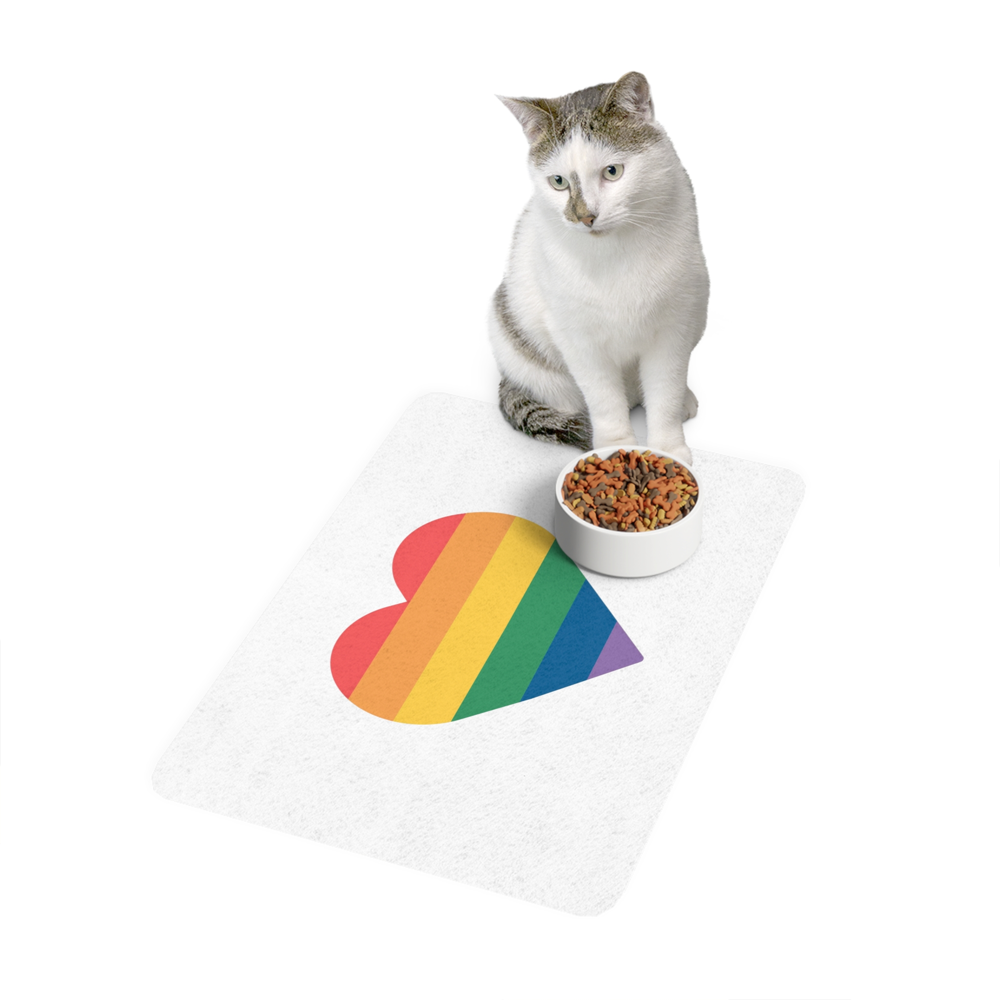 Vector Illustration Rainbow Heart Lgbt Pride Pet Food Mat 12x18 - Image 3