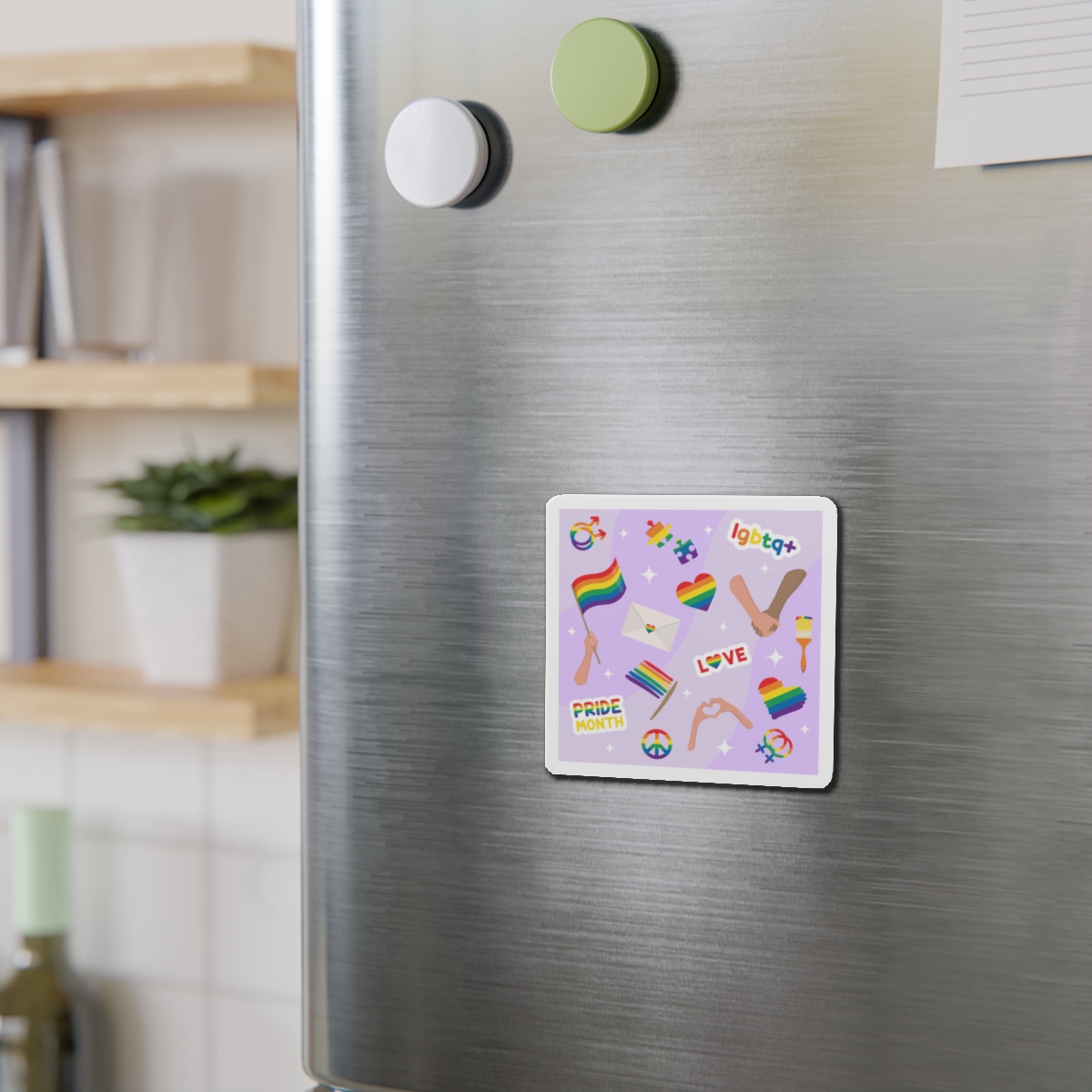 Cute Rainbow Colors Lgbtq Symbols Pride Flag Hands Holding Peace Love Die Cut Magnets - Image 6