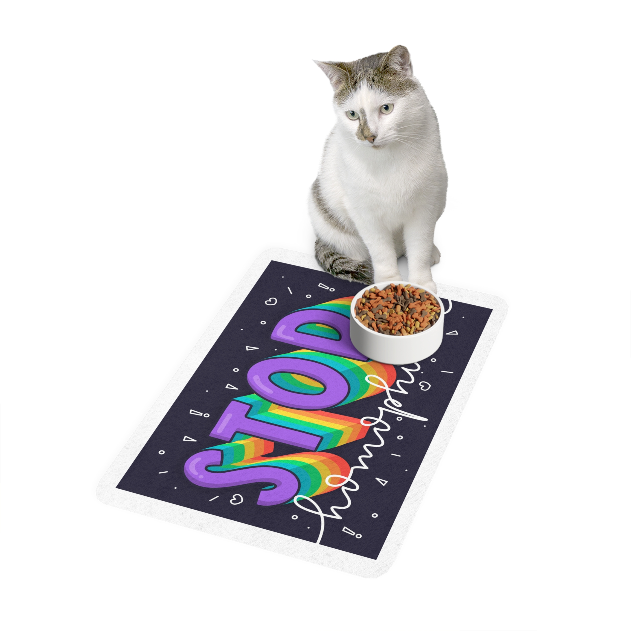 Stop Homophobia Concept Pet Food Mat 12x18 - Image 3